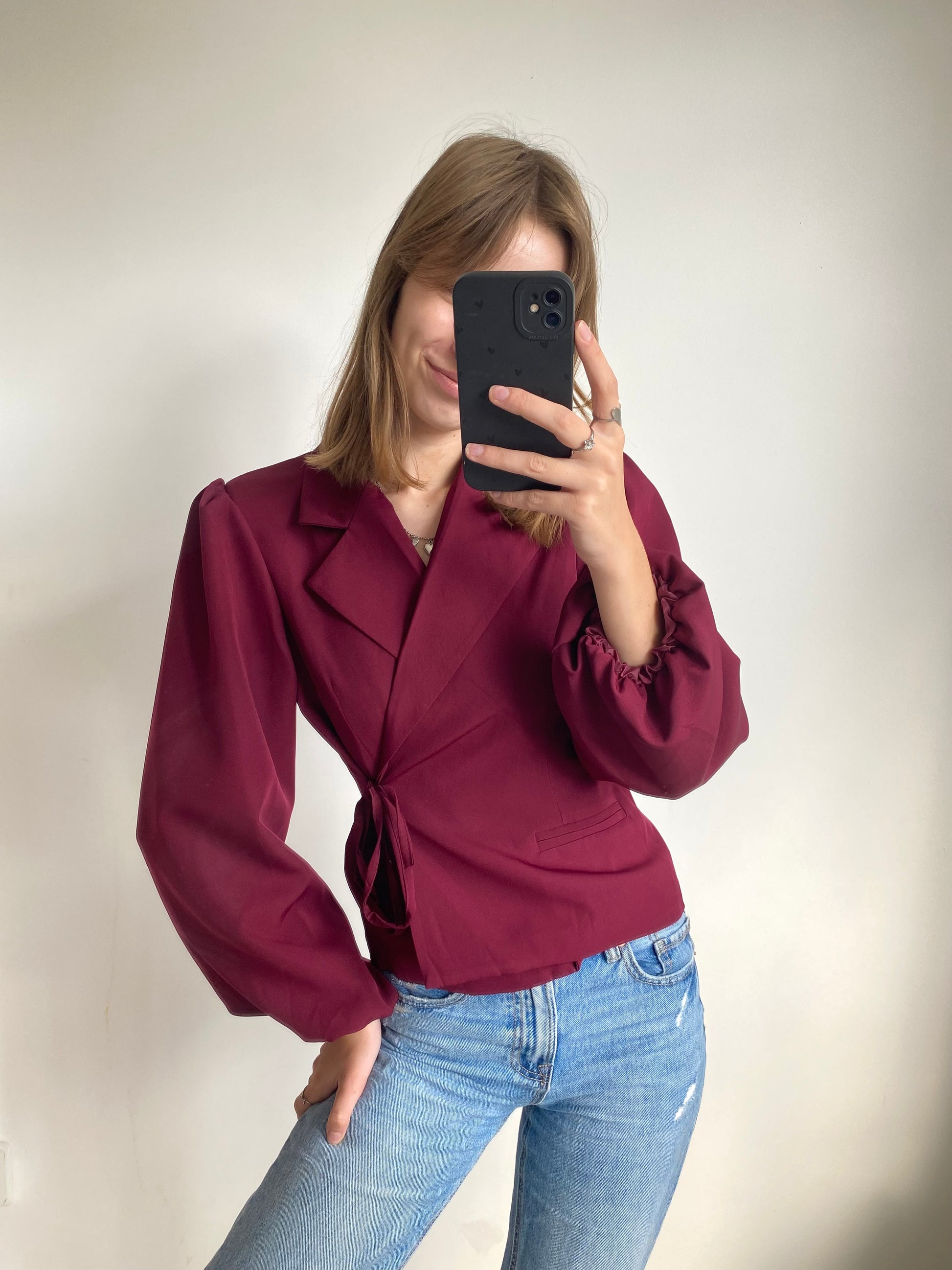 Liv Wrapped Blazer Longsleeve - Bordeaux