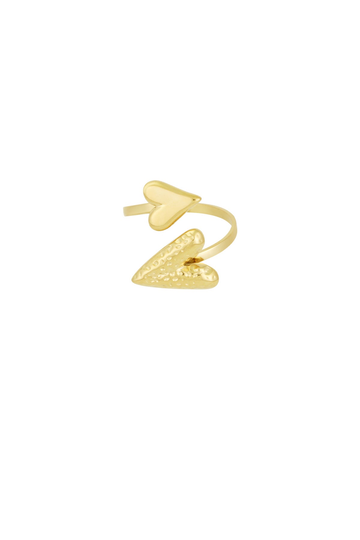 Statement opvallende ring met twee harten goud