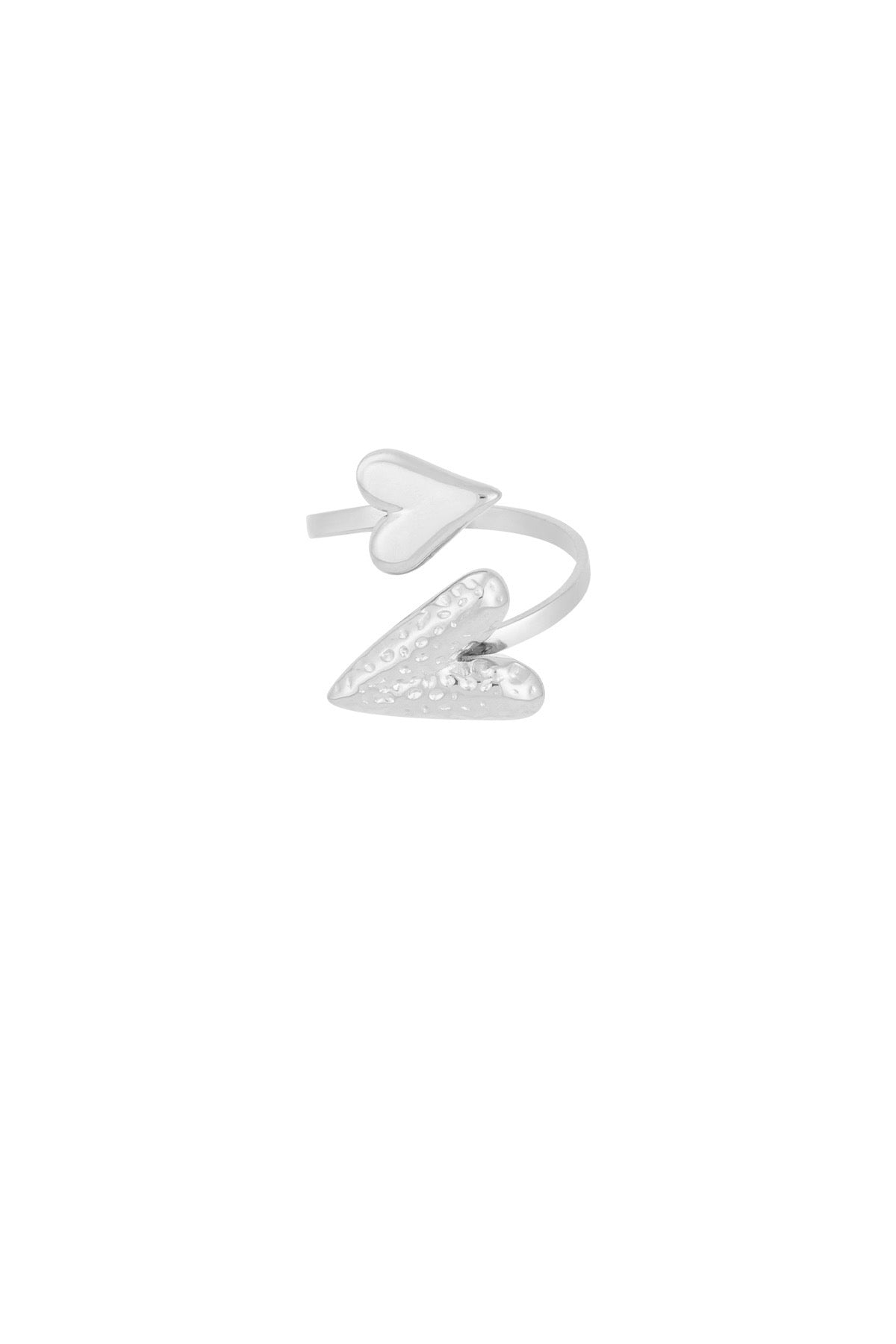 Statement opvallende ring met twee harten zilver