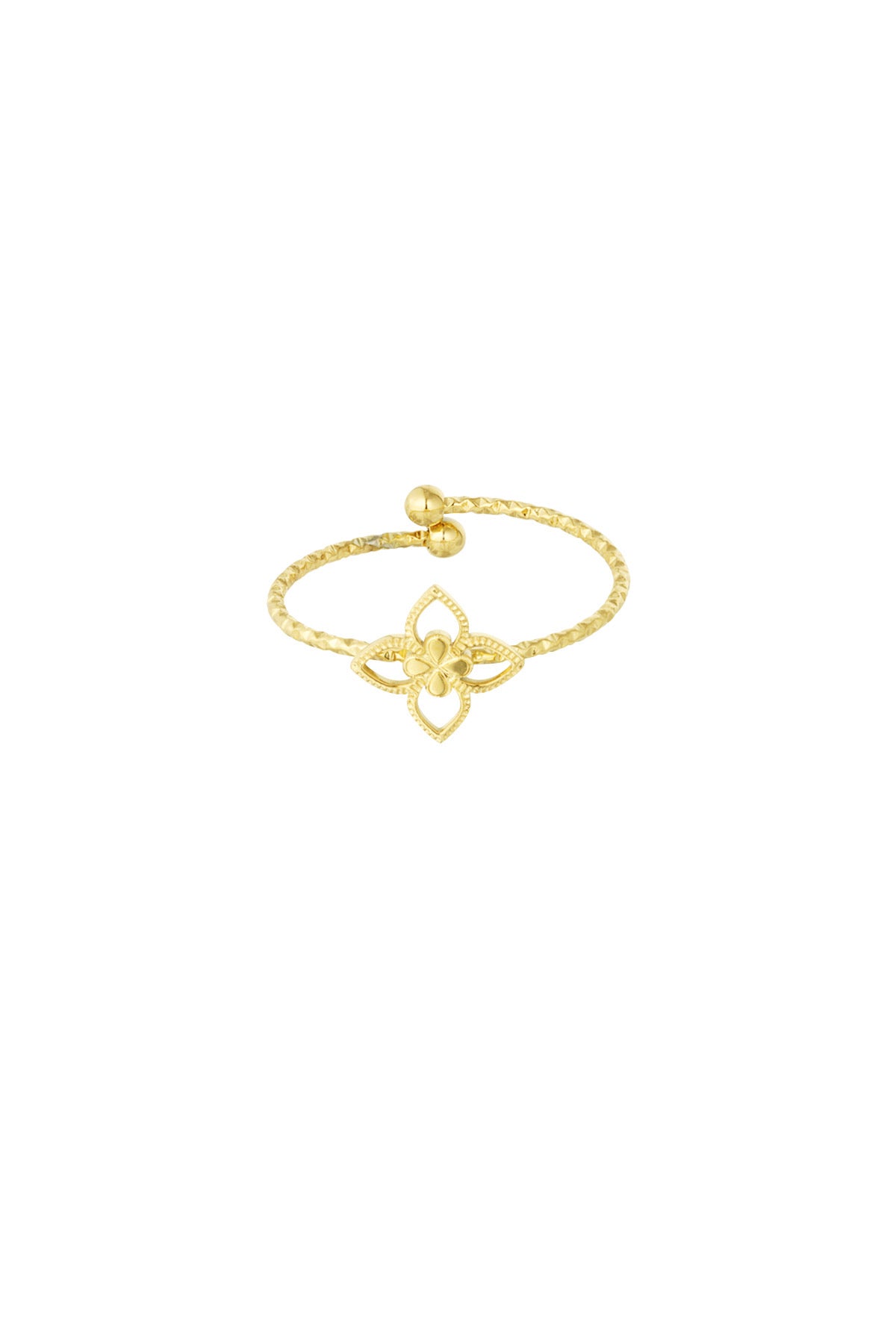 Verstelbare bloemen ring goud
