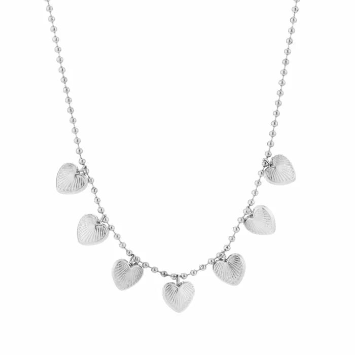 Bedelketting met hartjes zilverkleurig stainless steel