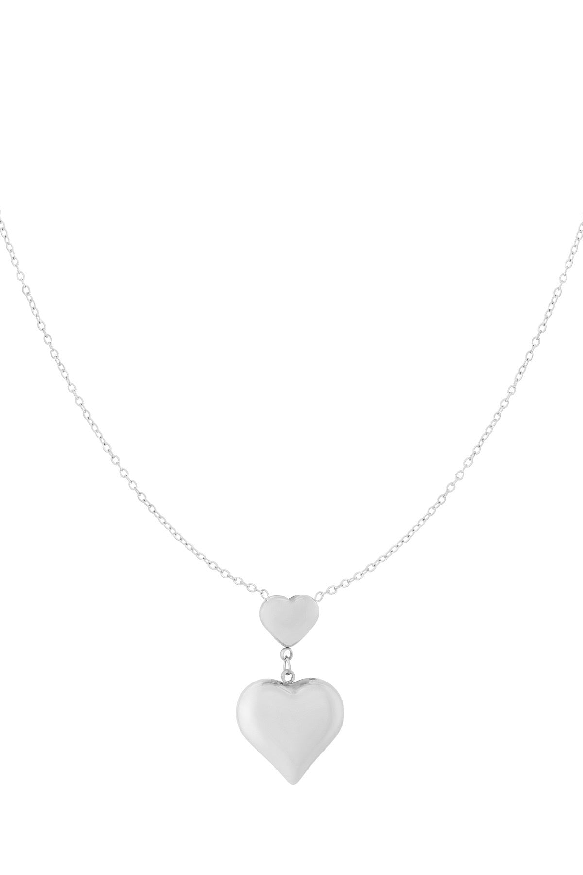 Ketting met dubbele hartjes in het zilver