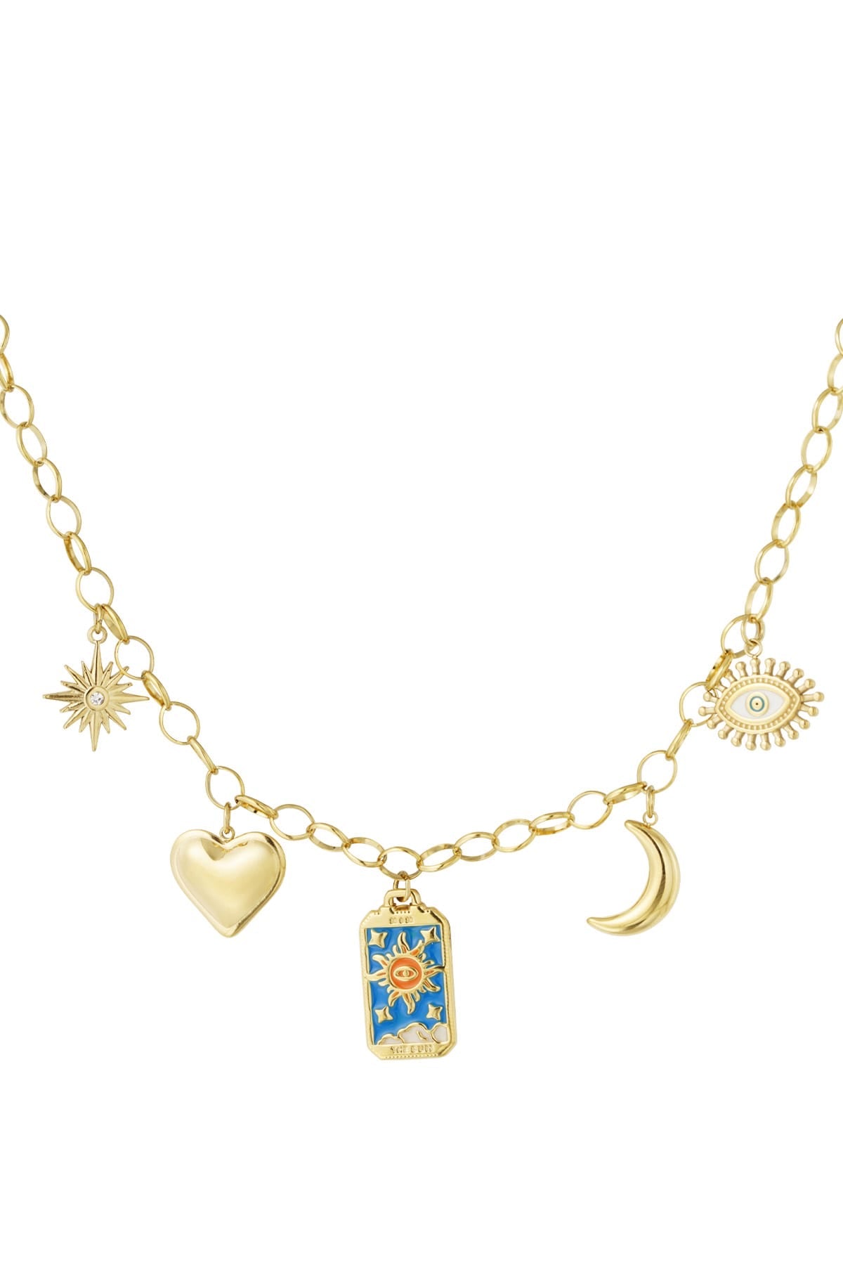 Bedelketting met verschillende bedels goud