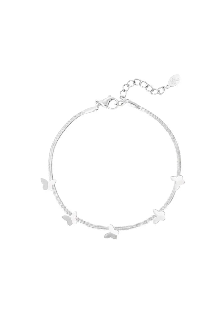 Armband vlinder bedels subtiel zilverkleurig