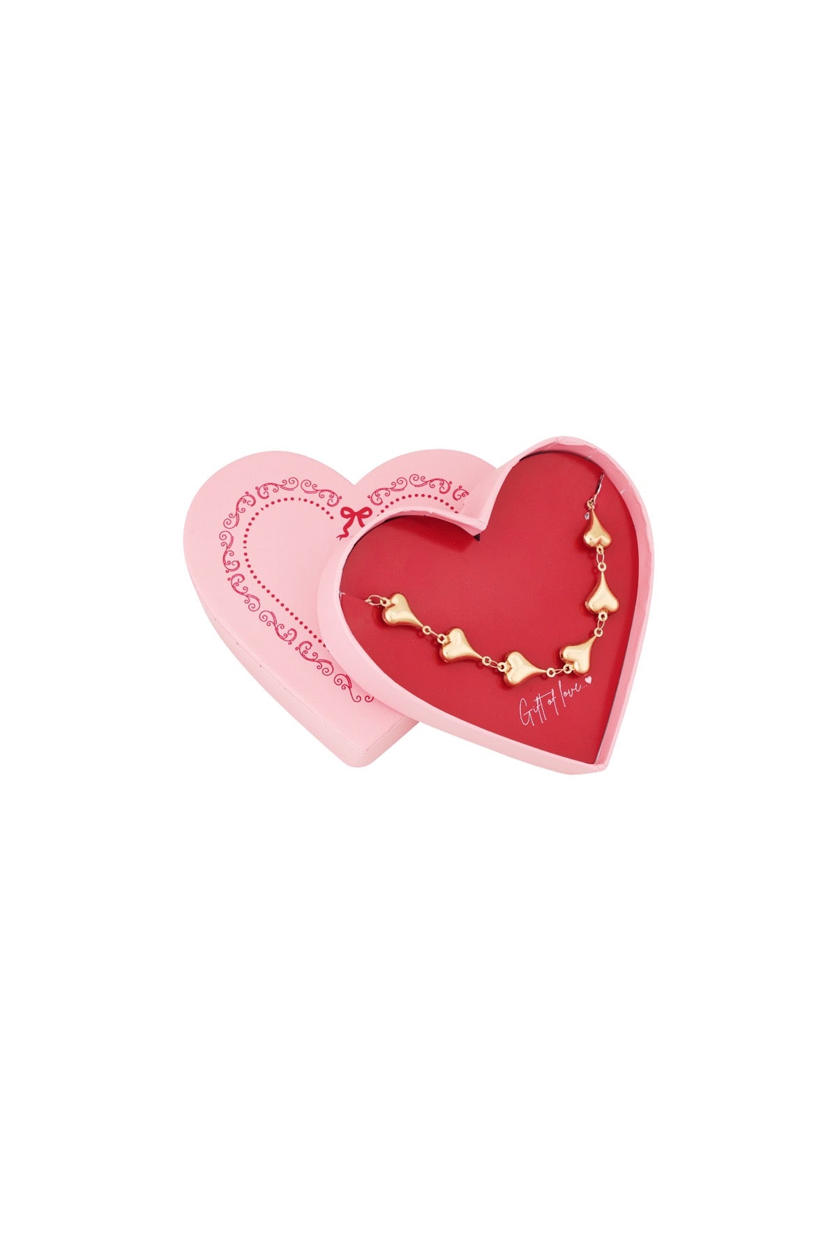 Hartjes armband in cadeaudoosje goud