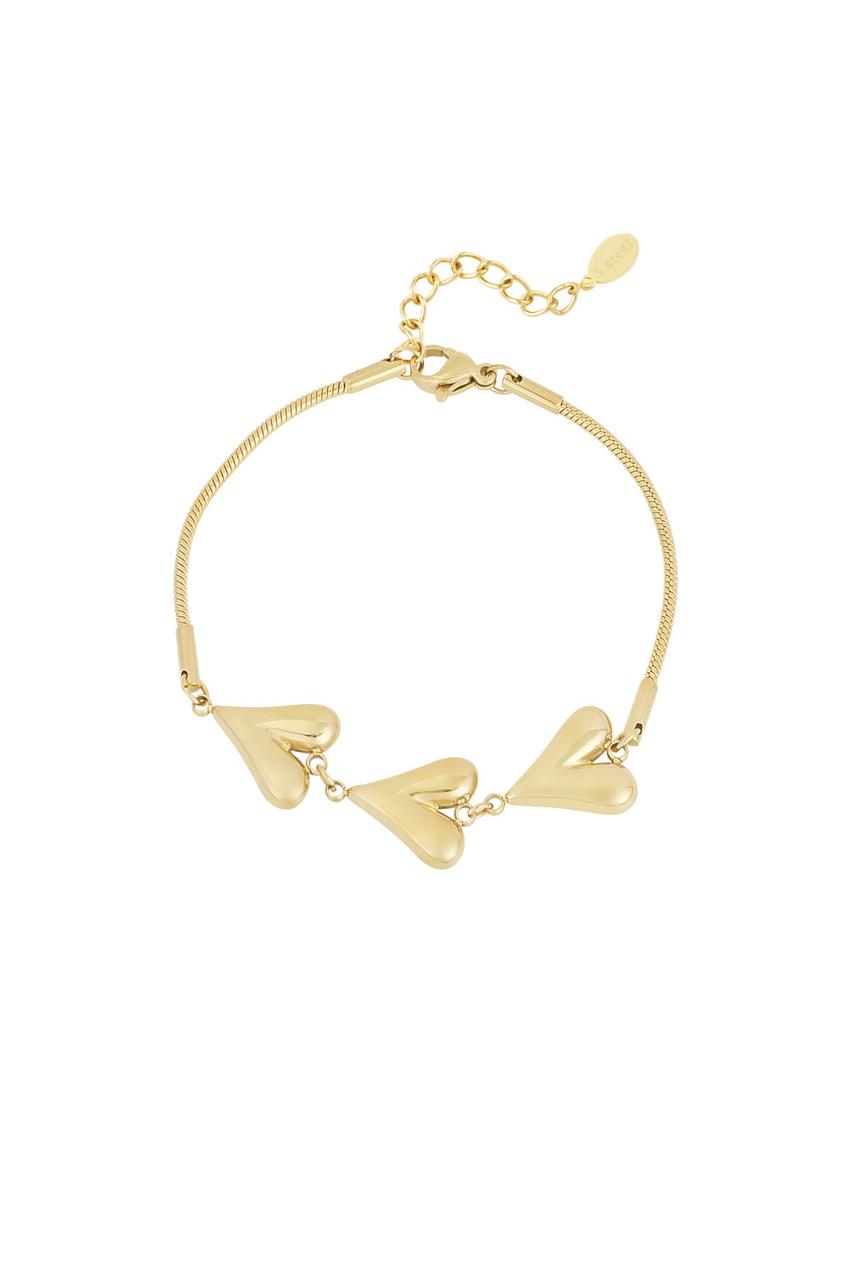 Hartjes armband met drie harten in het goud