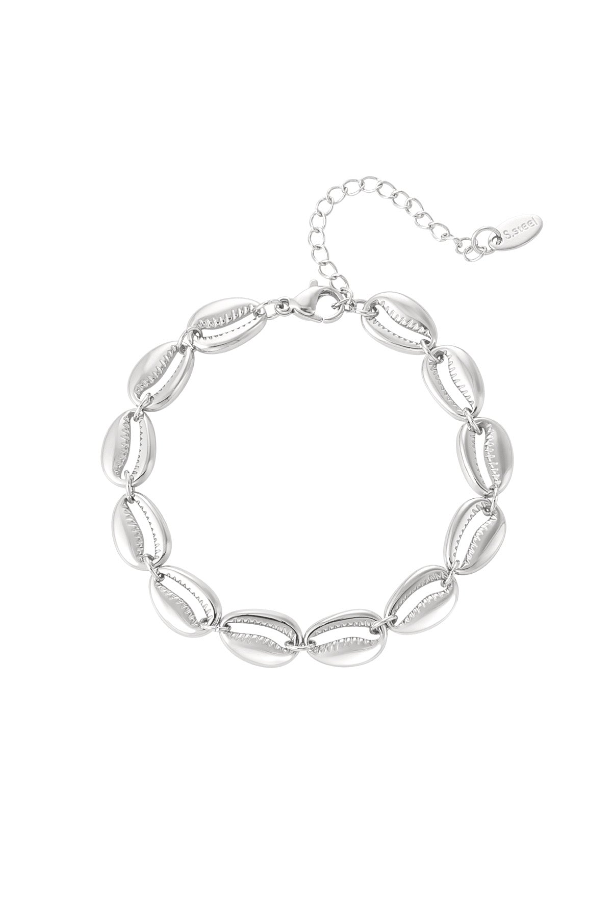 Armband met zomerse schelpen in het zilver