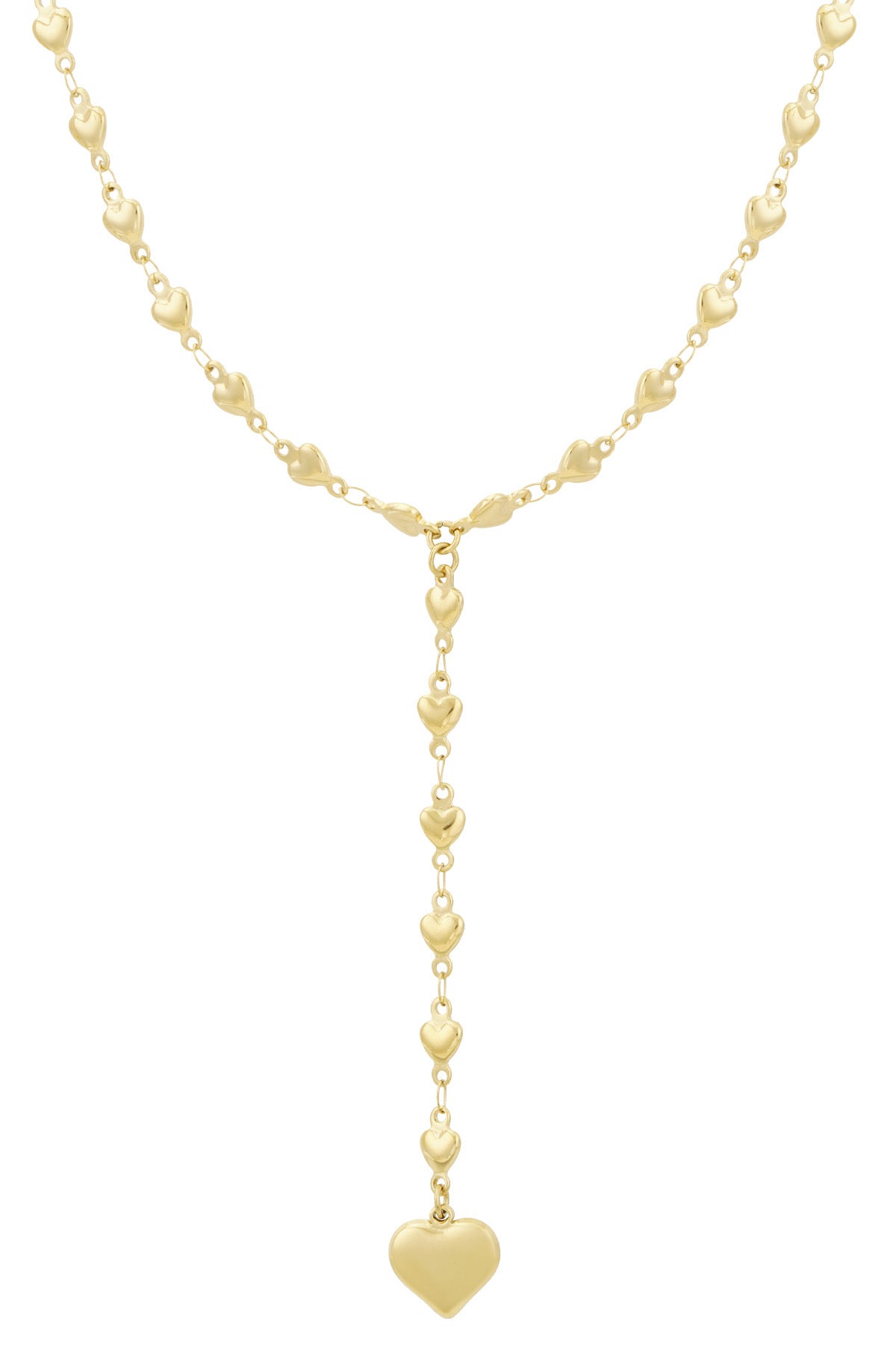 Lange hartjes ketting in het goud