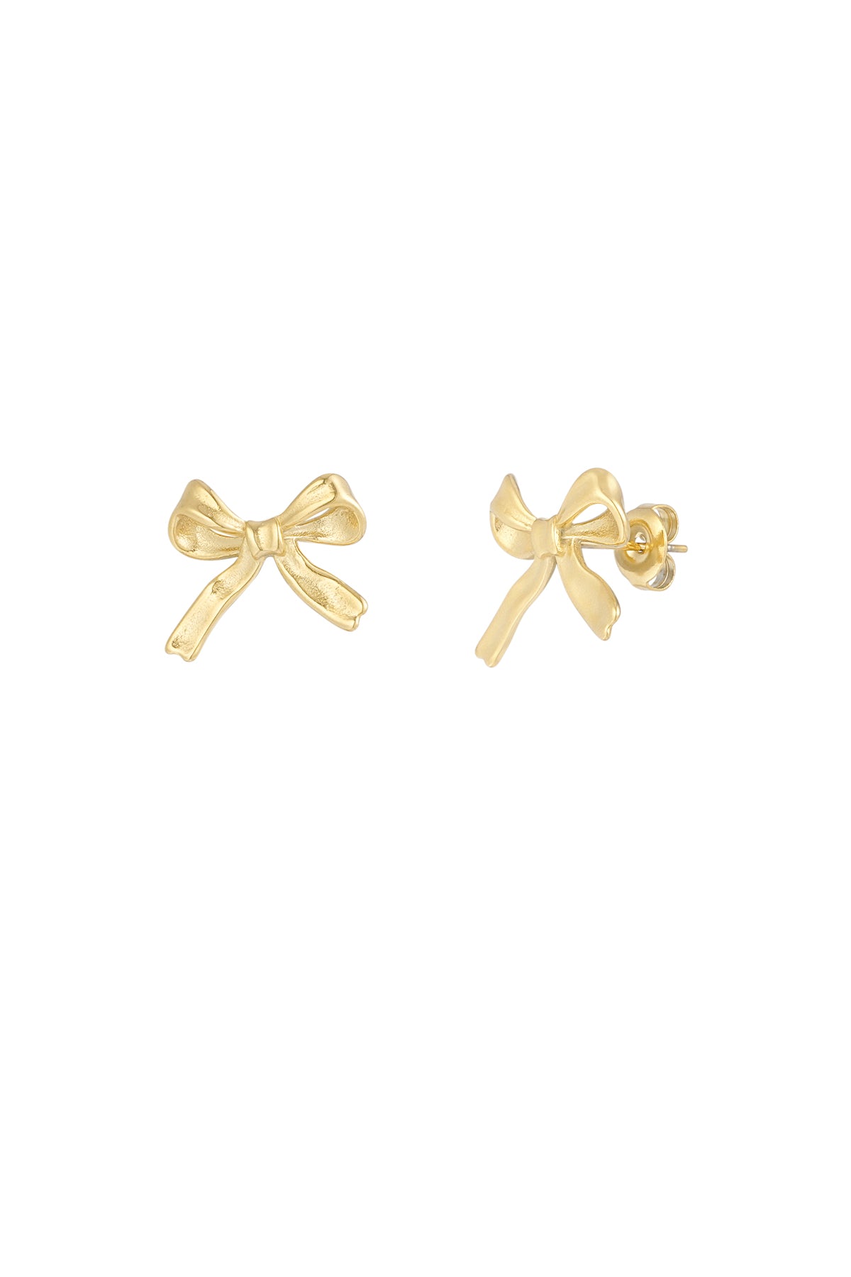 Oorbellen studs strikjes goudkleurig