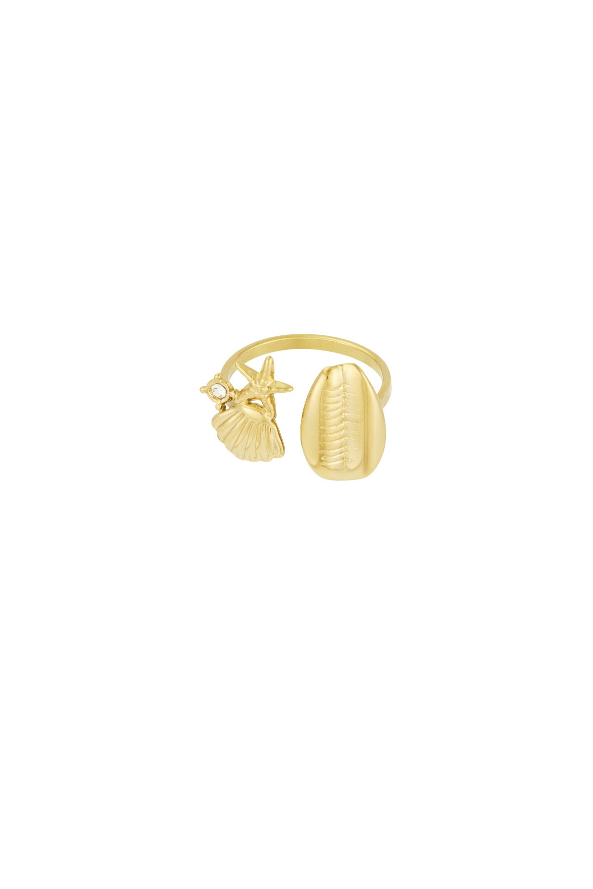 Ring met schelpjes en ster in goud