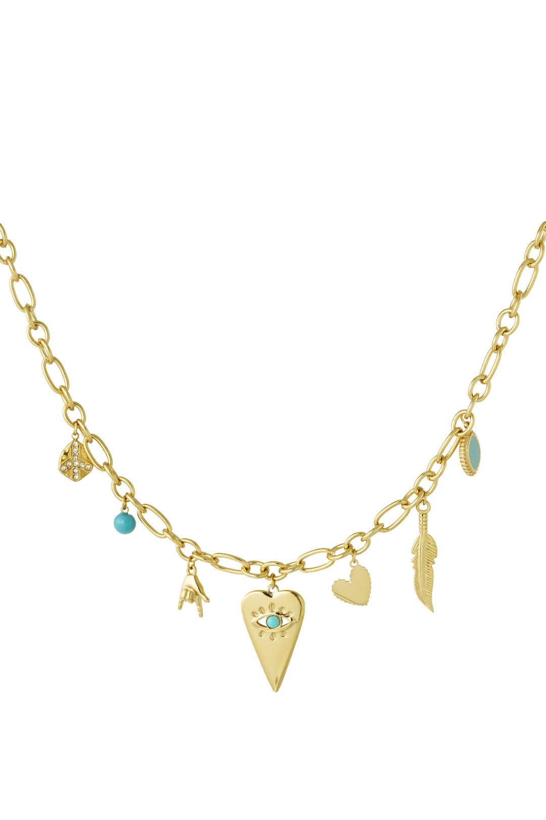 Bedelketting goud met verschillende hangers waterproof