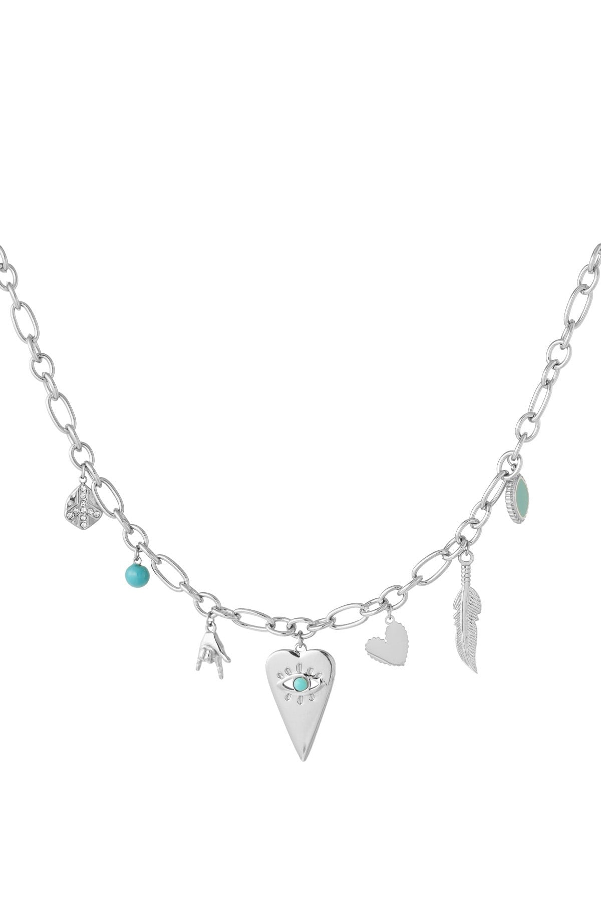 Bedelketting zilver met bedels waterproof