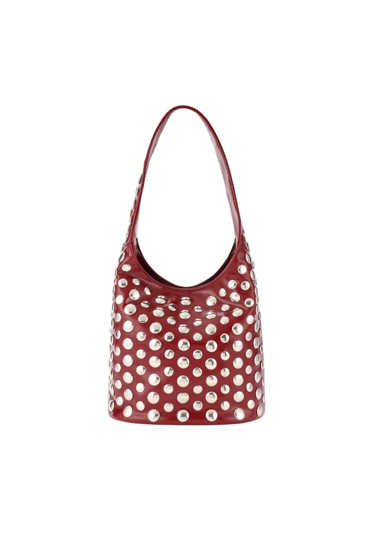 Tas met zilveren studs in bordeaux