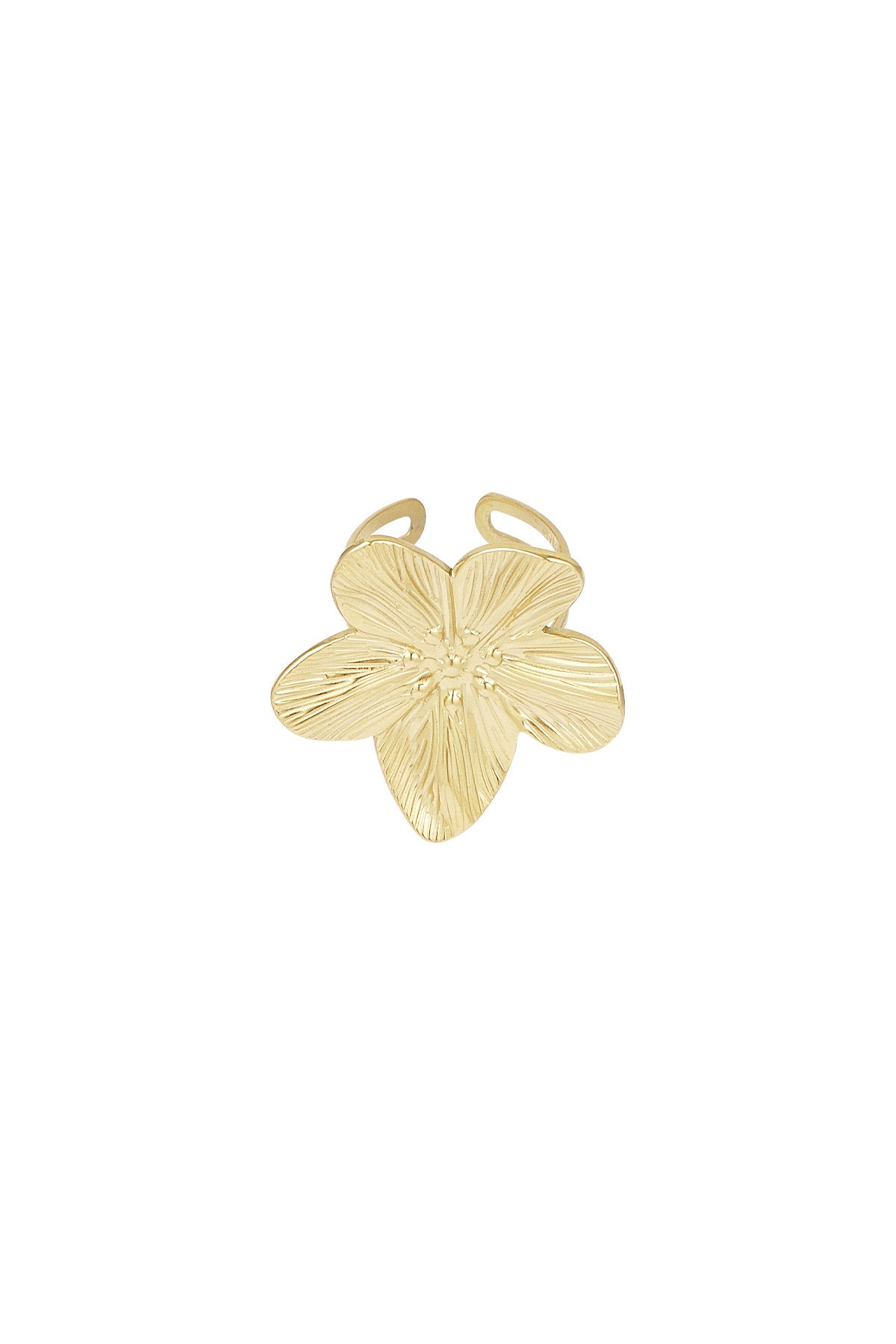 Statement bloemen ring in het goud
