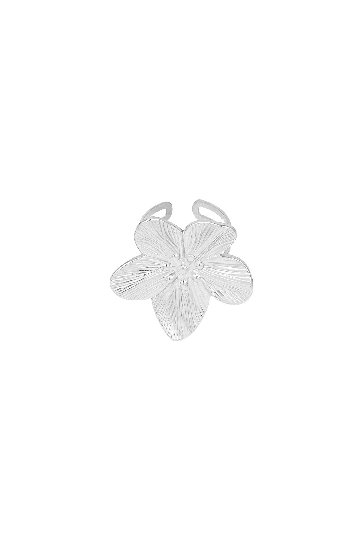 Statement bloemen ring in het zilver