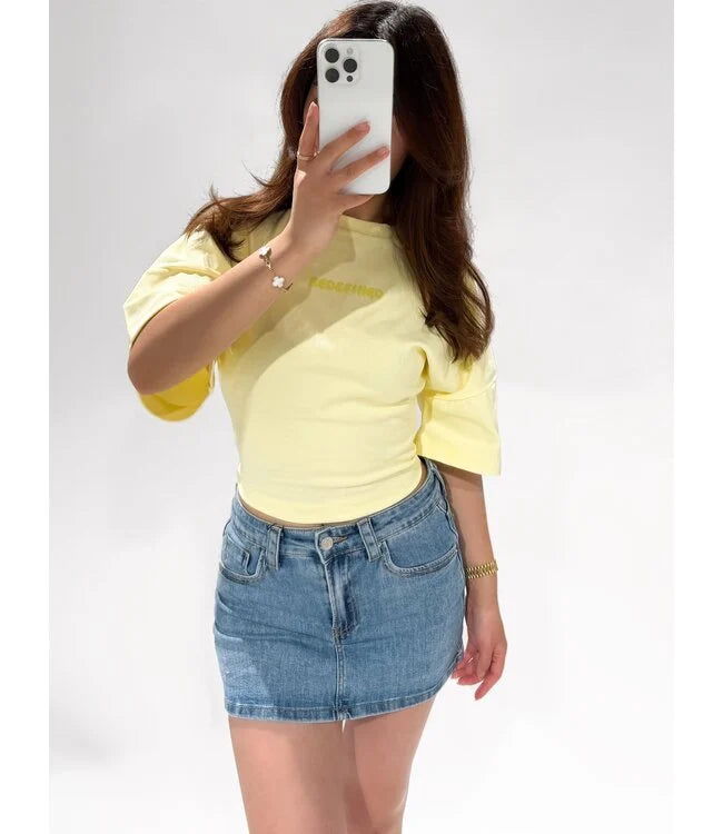 Redefined shirt korte mouw met getailleerd stuk in het geel