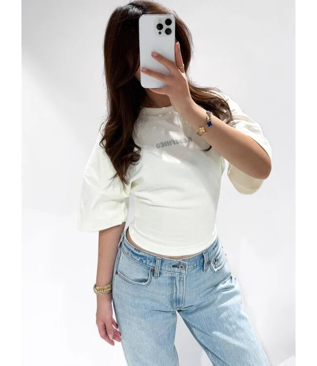 Redefined shirt korte mouw met getailleerd stuk in het wit
