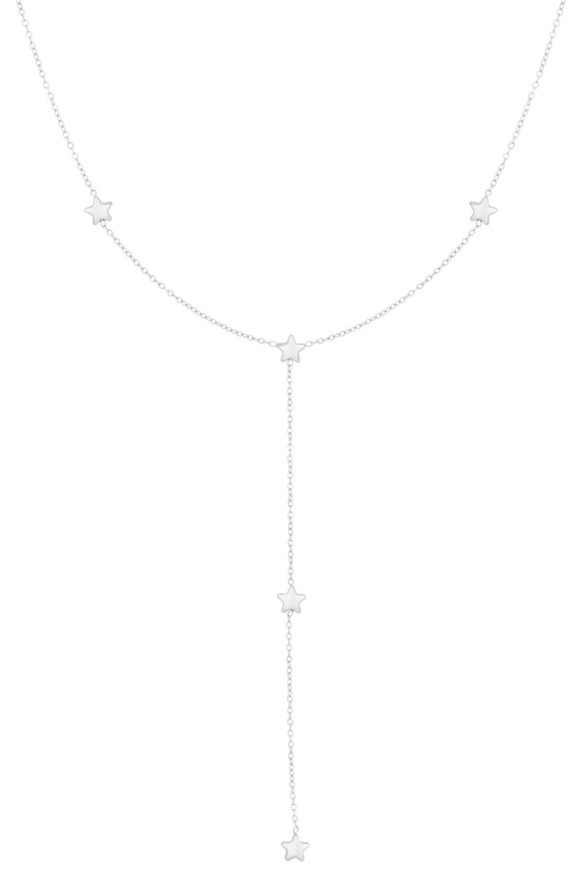 Lange ketting met sterretjes zilver
