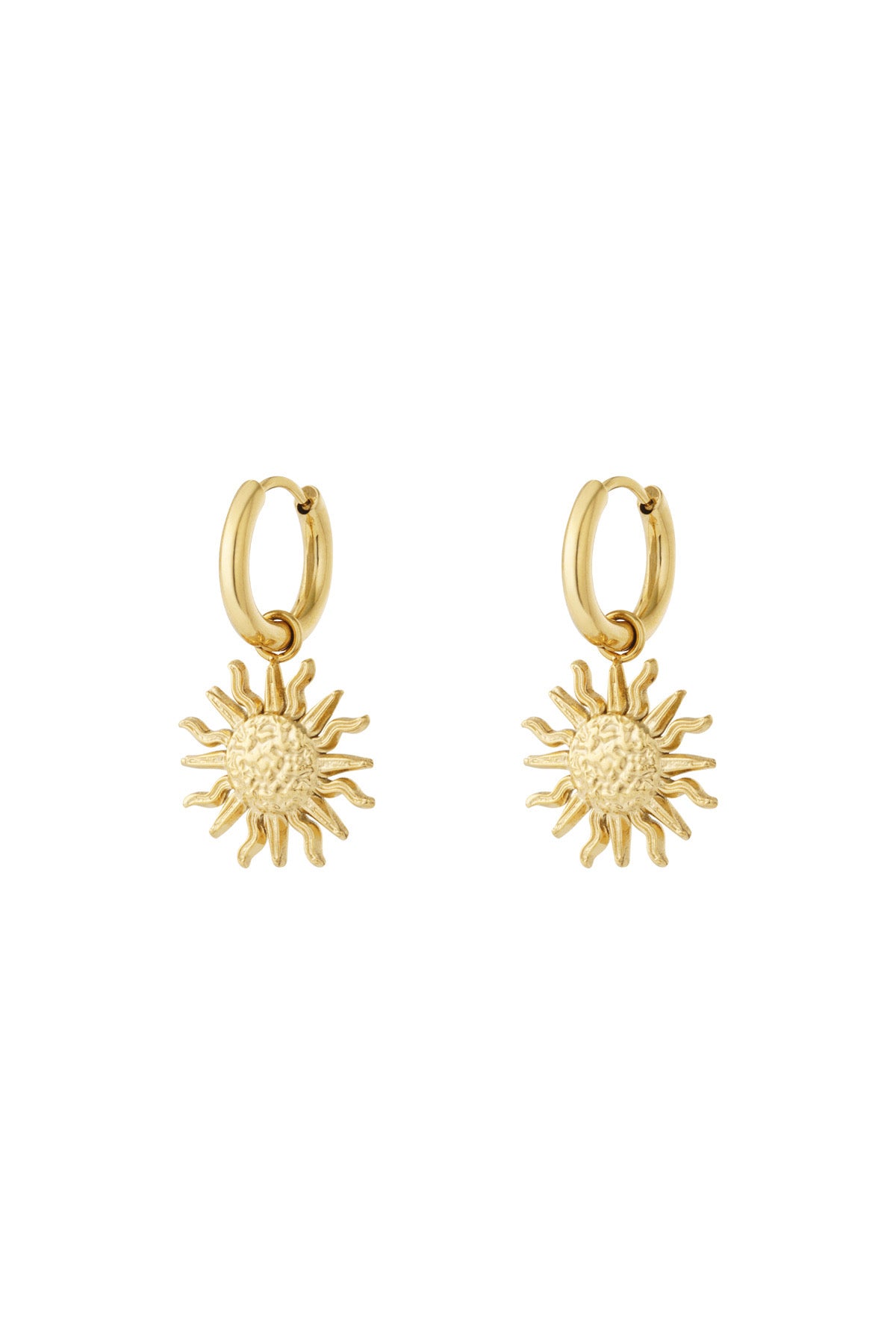 Oorbellen met zon bedel goud