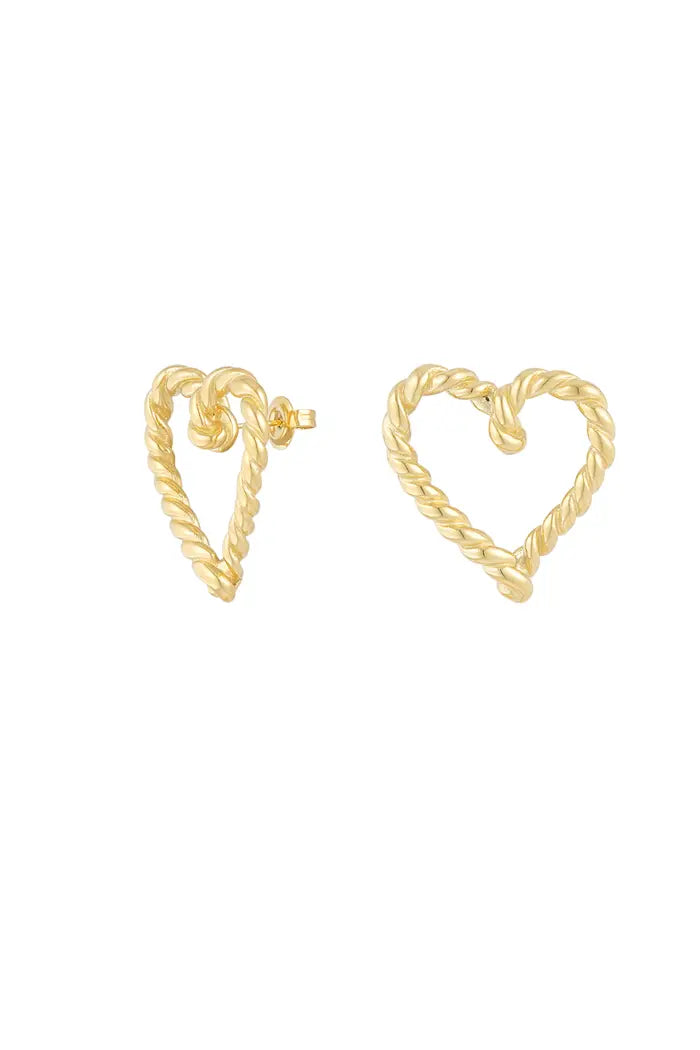 Statement stud oorbellen hart goudkleurig