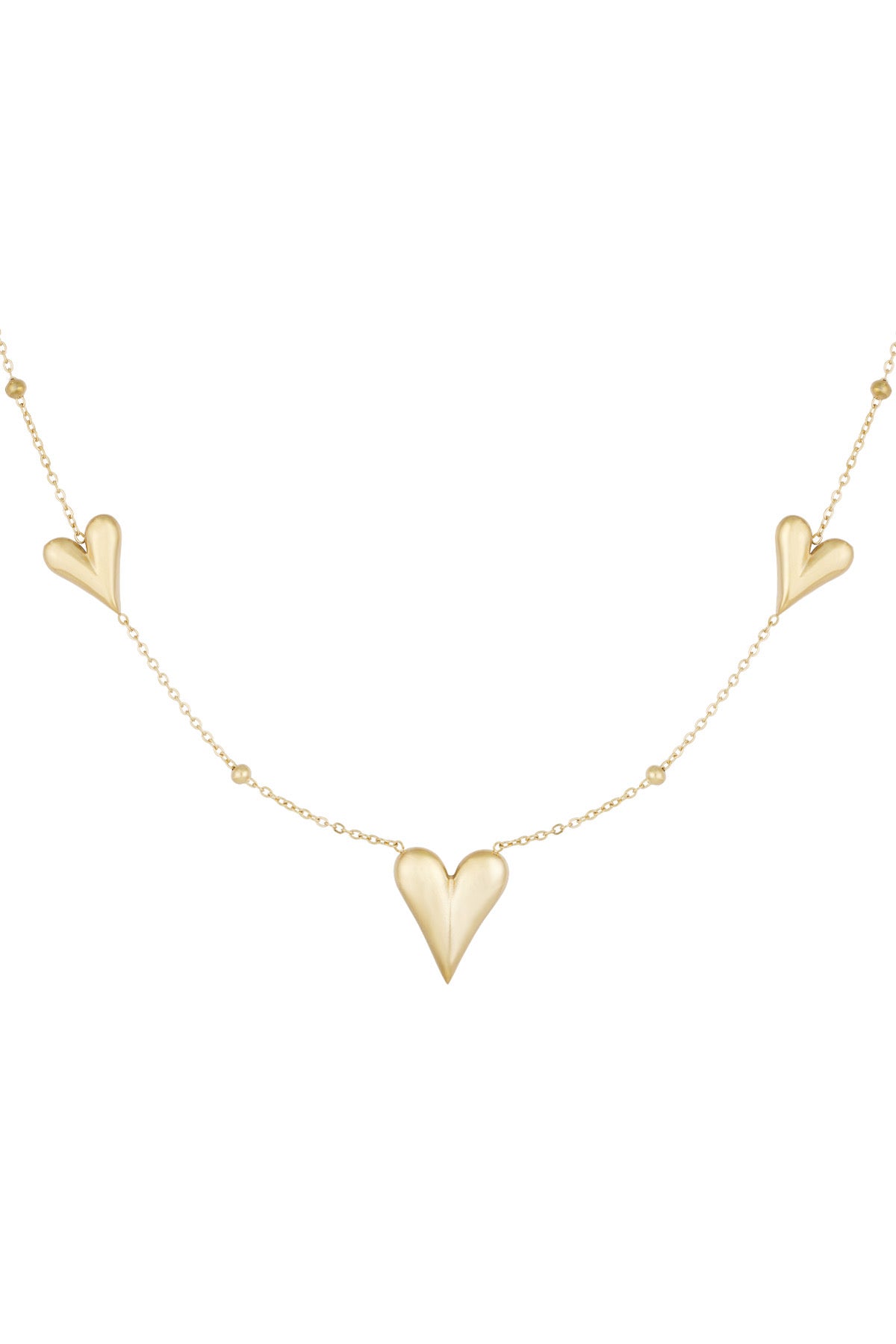 Ketting met drie harten in het goud