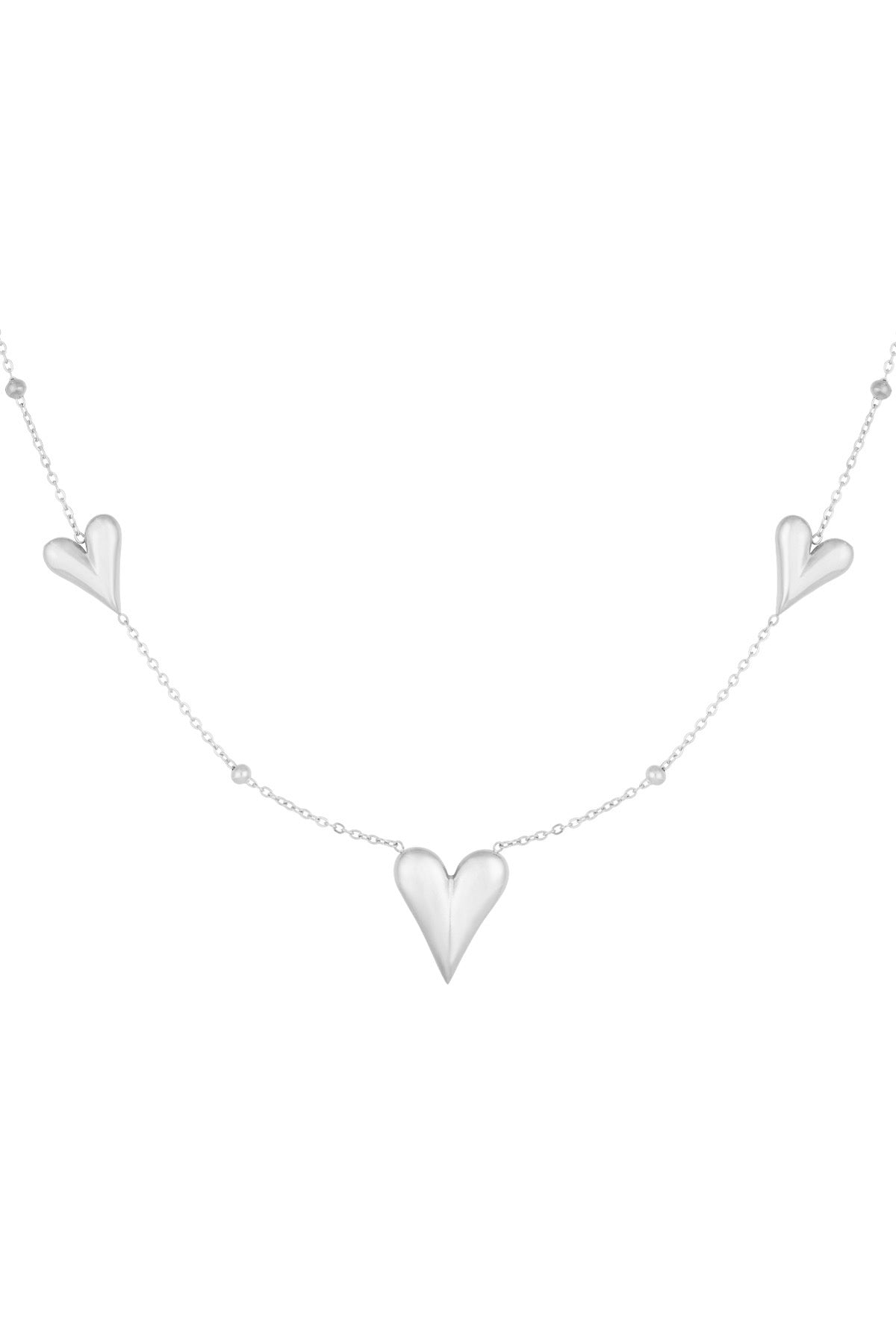 Ketting met drie harten in het zilver