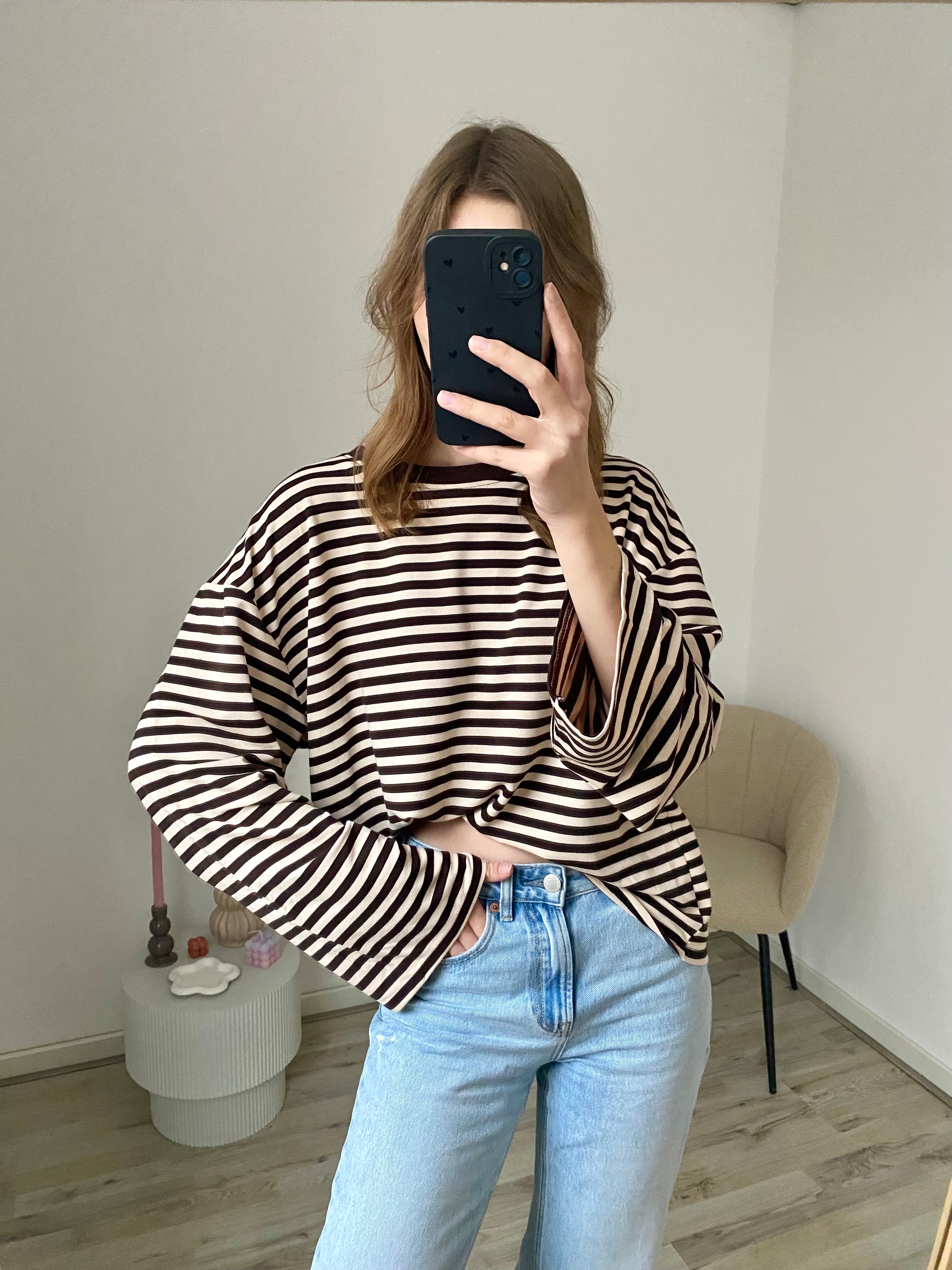 Olivia Striped Longsleeve - Brown/Beige