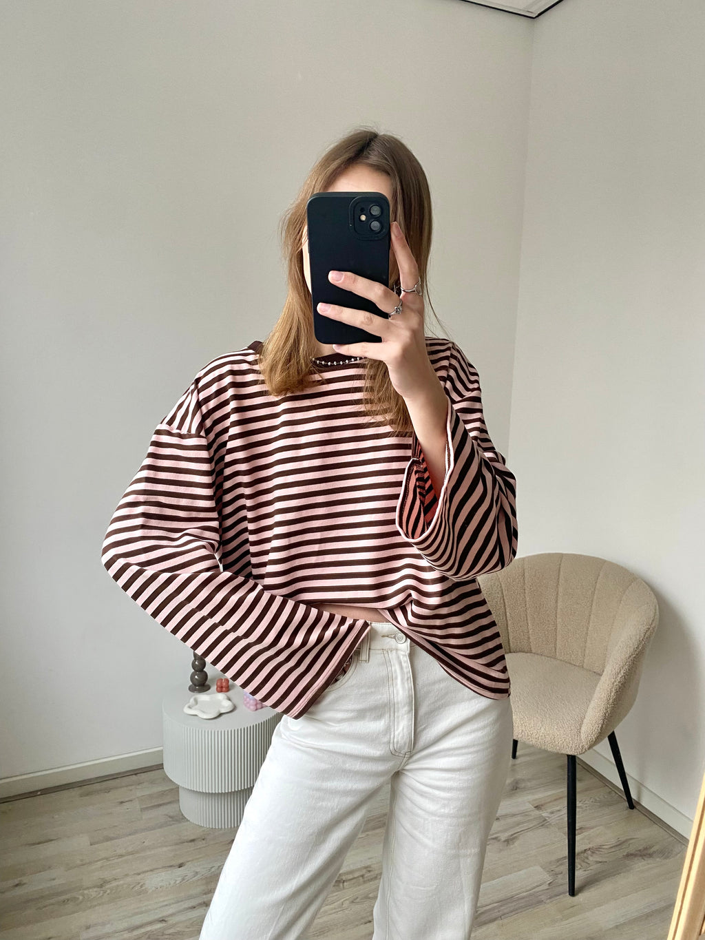 Olivia Striped Longsleeve - Brown/Pink *18/02 verzonden!