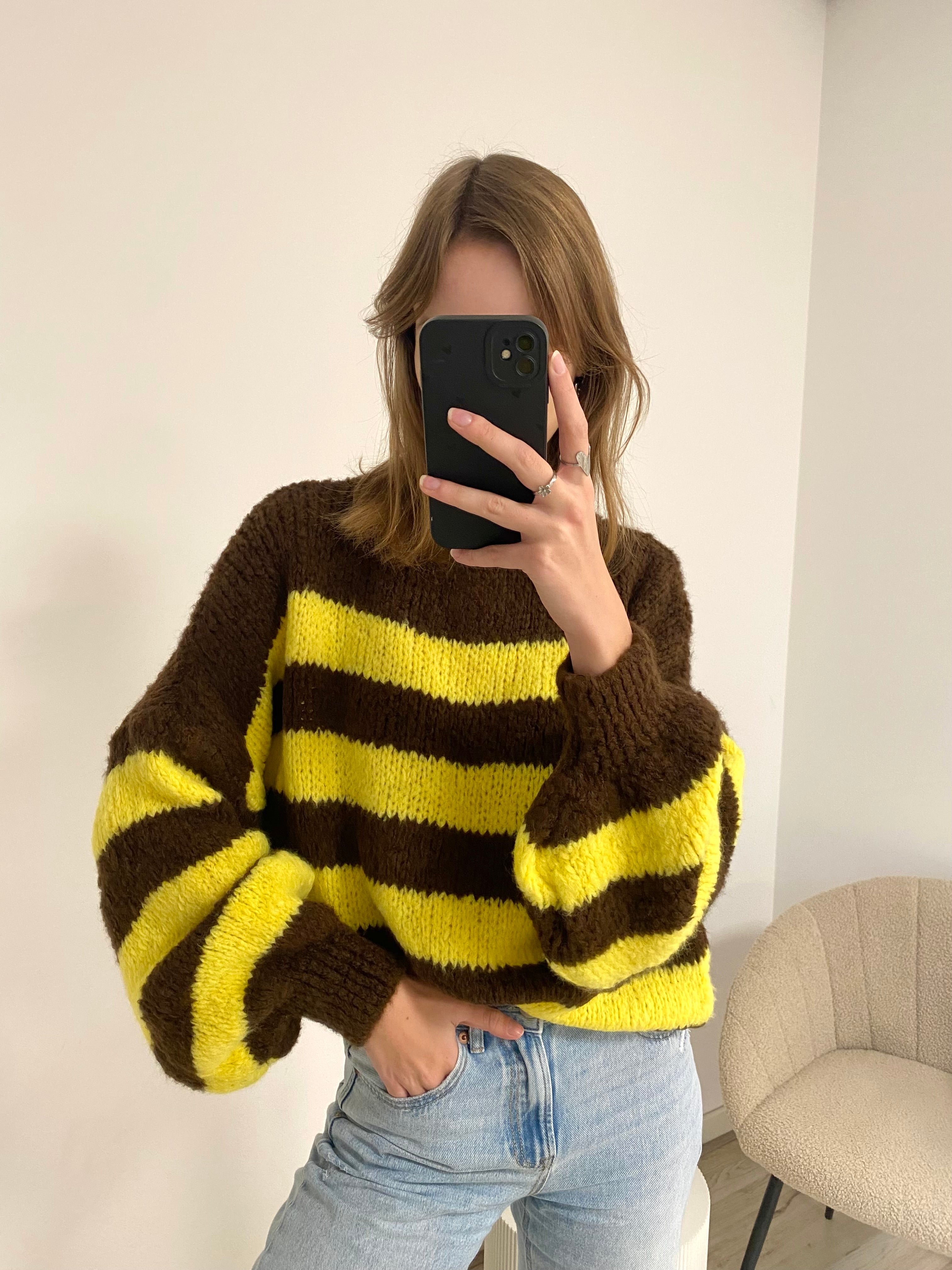 Katie Get Comfy Knit Striped - Yellow