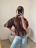 Amber Polka Dot Blouse - Brown