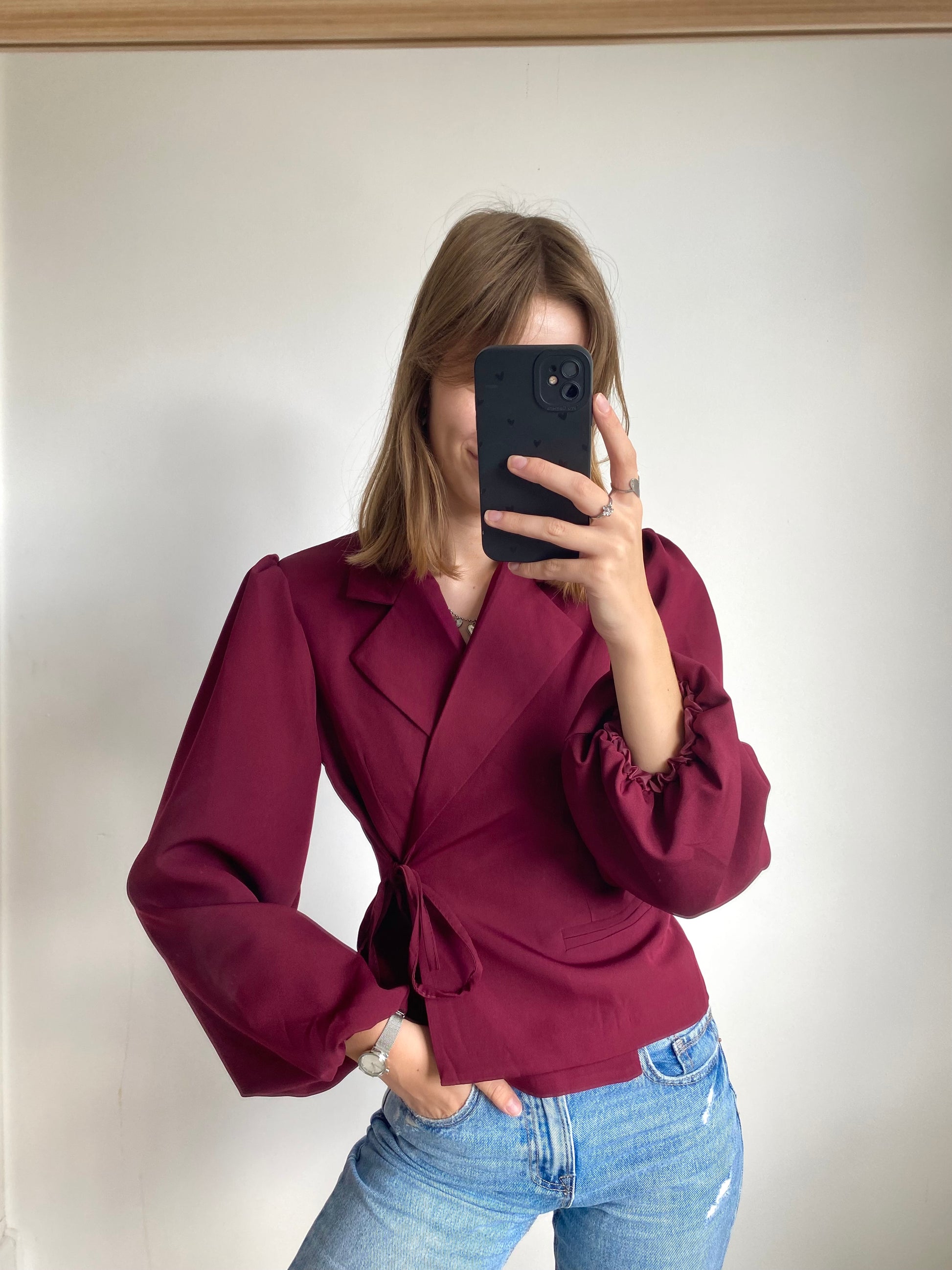 Liv Wrapped Blazer Longsleeve - Bordeaux