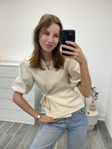 LARA WRAPPED BLAZER CRÈME