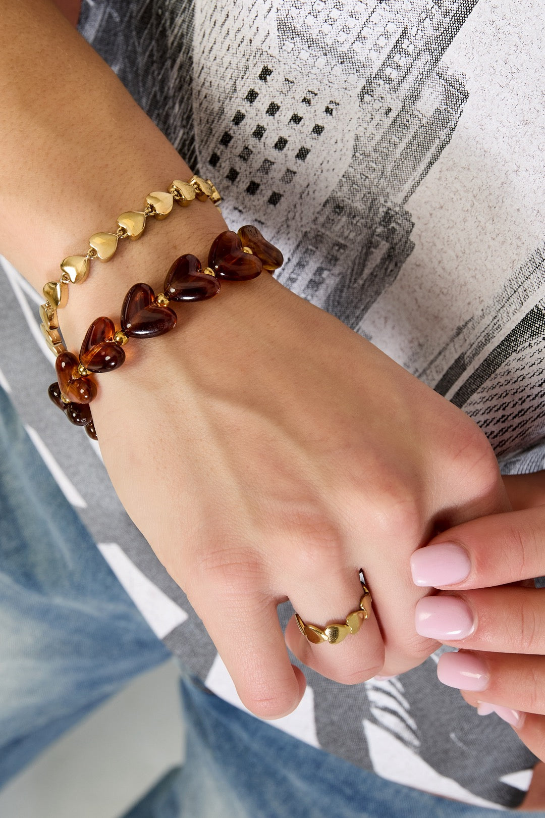 Beaded Heart Bracelet - Off-White