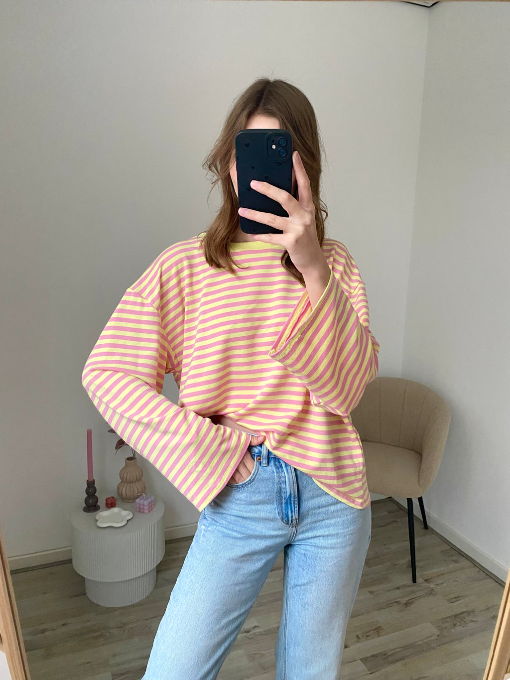 Olivia Striped Longsleeve - Yellow/Pink