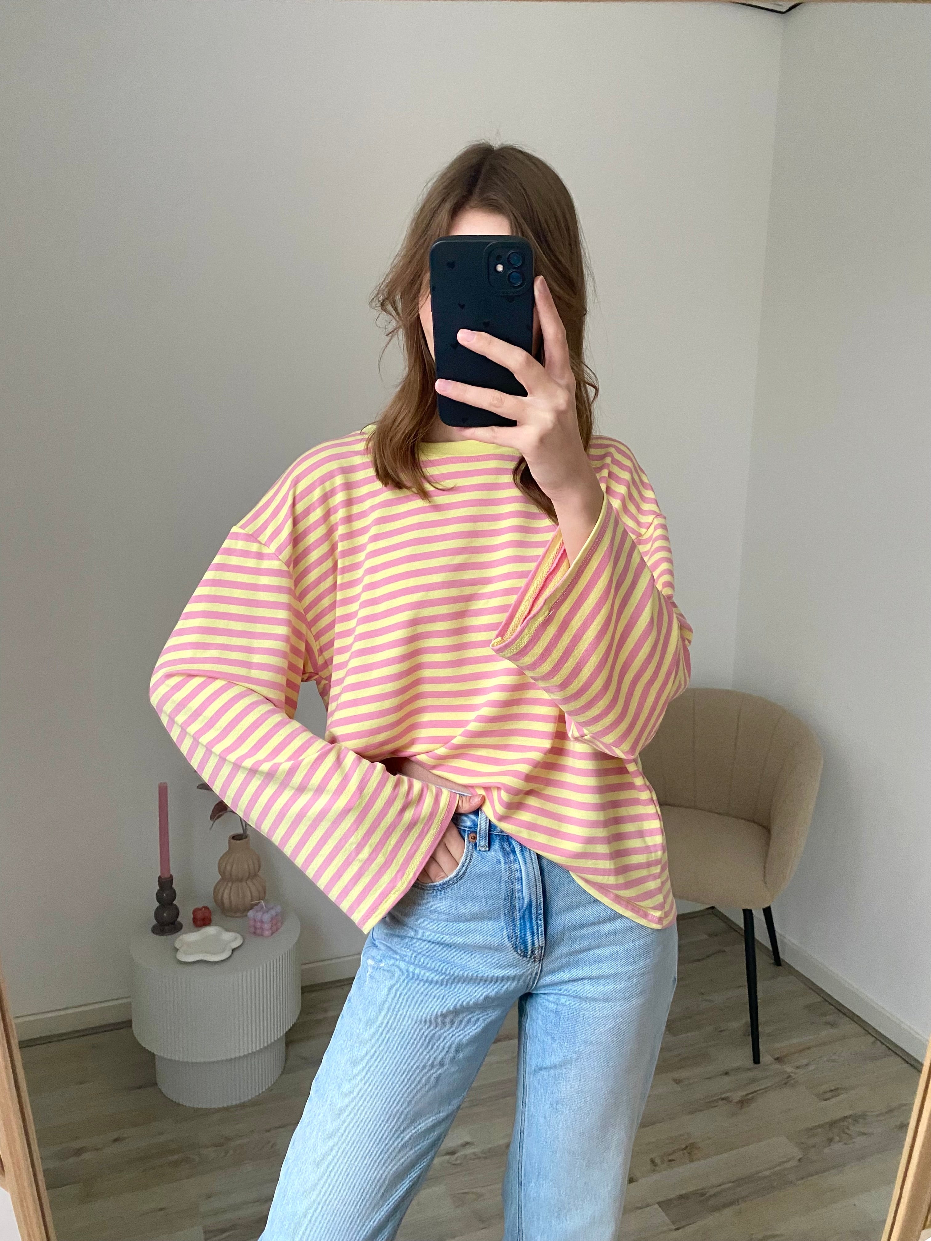 Olivia Striped Longsleeve - Yellow/Pink