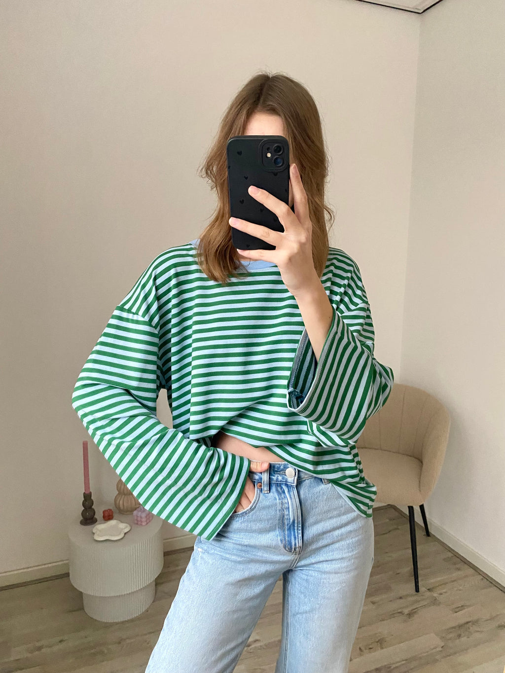 Olivia Striped Longsleeve - Green/Blue *18/02 verzonden!