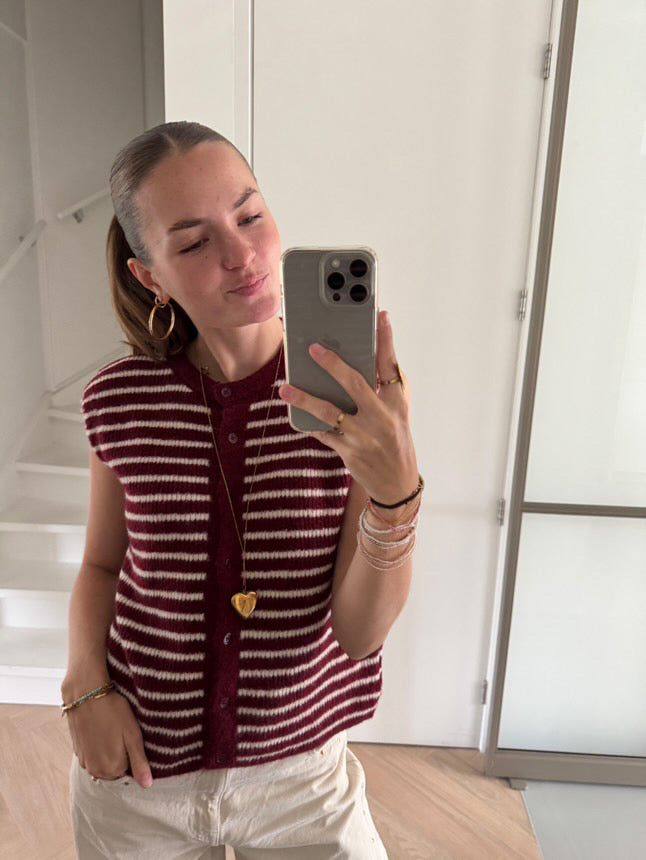 Tessa Gilet Striped - Bordeaux