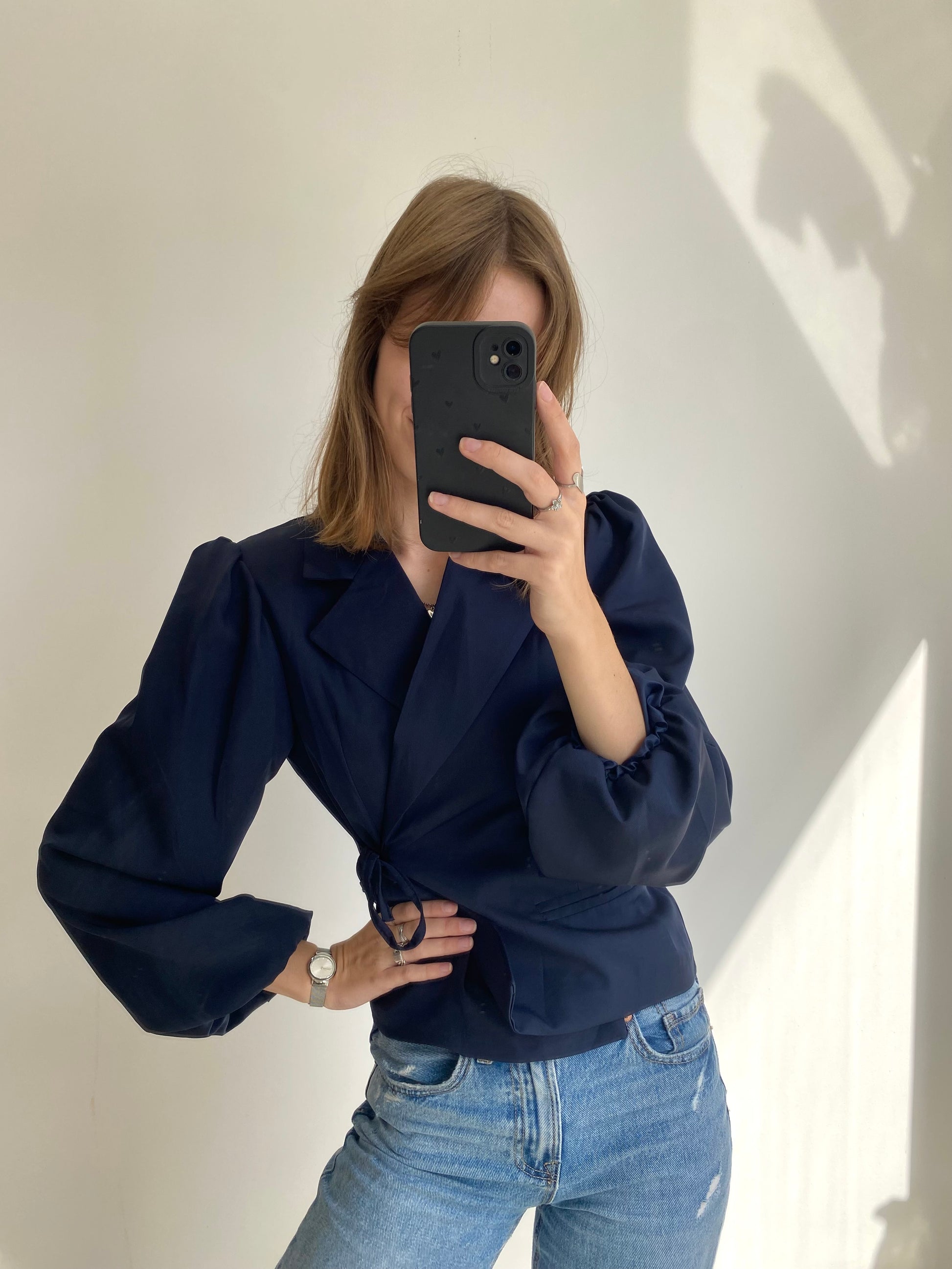 Liv Wrapped Blazer Longsleeve - Navy
