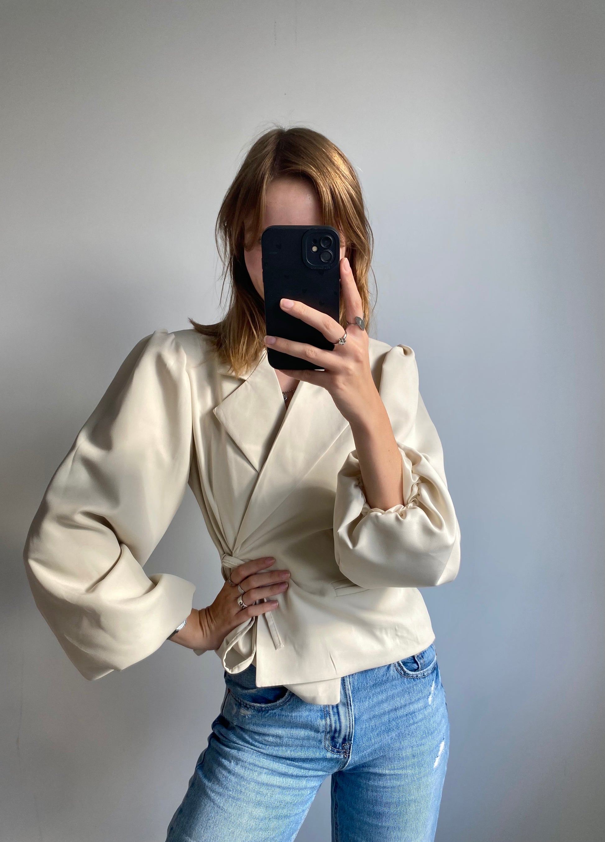 Liv Wrapped Blazer Longsleeve - Crème