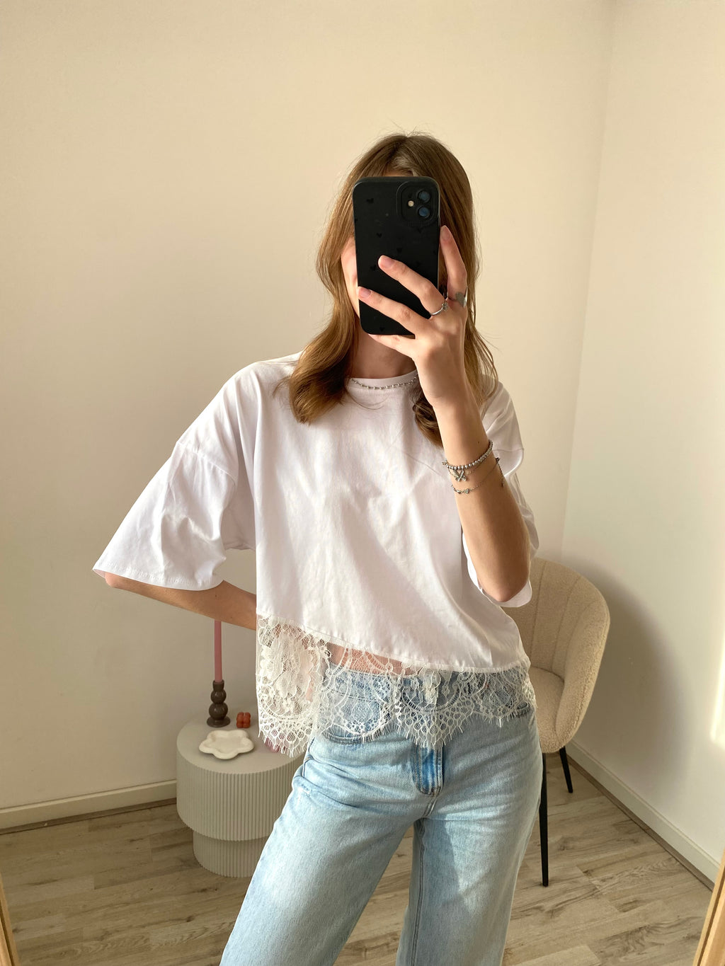 Demi Lace Tee - White