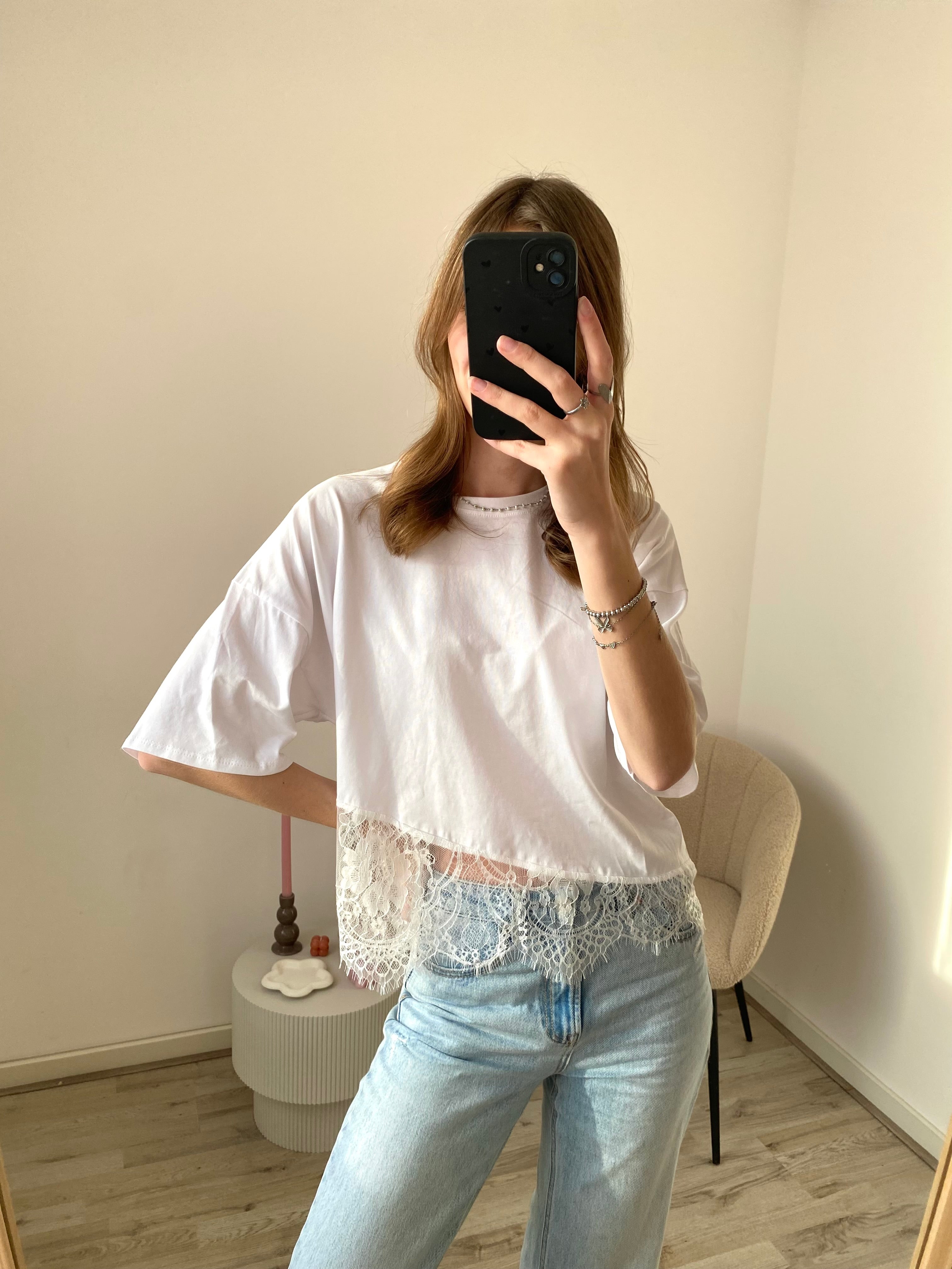 Demi Lace Tee - White