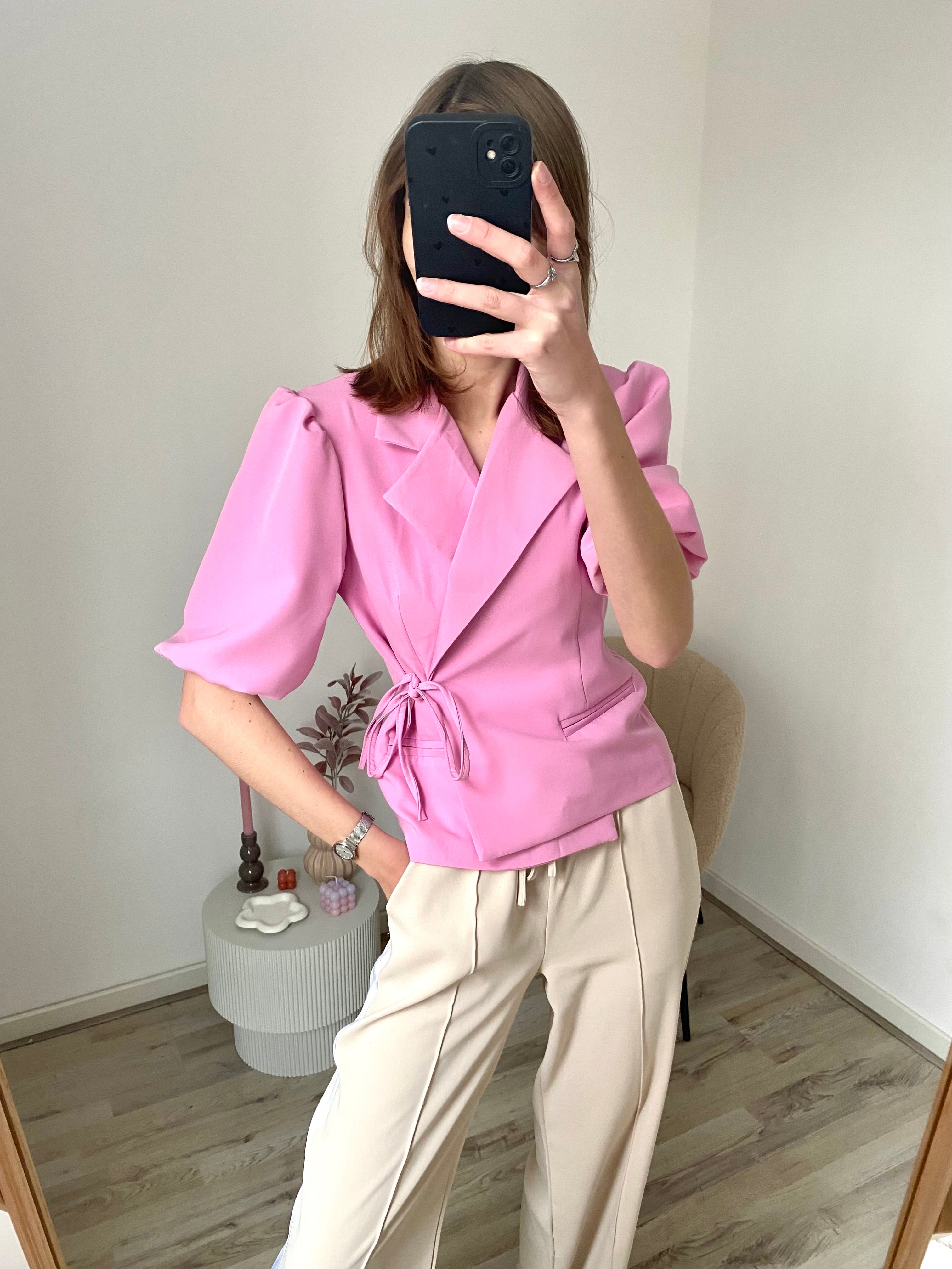 Lara Wrapped Blazer - Pink