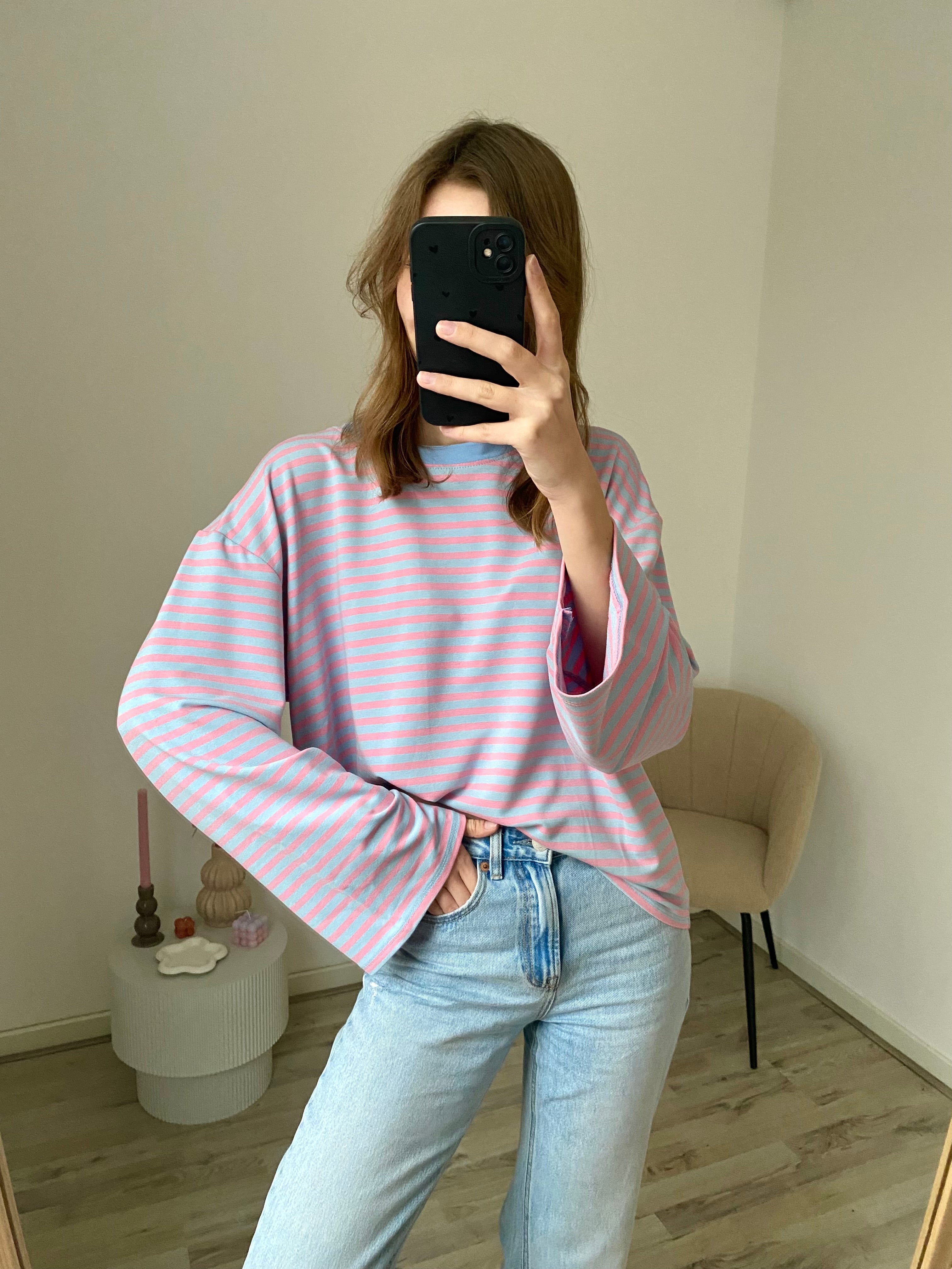 Olivia Striped Longsleeve - Pink/Blue