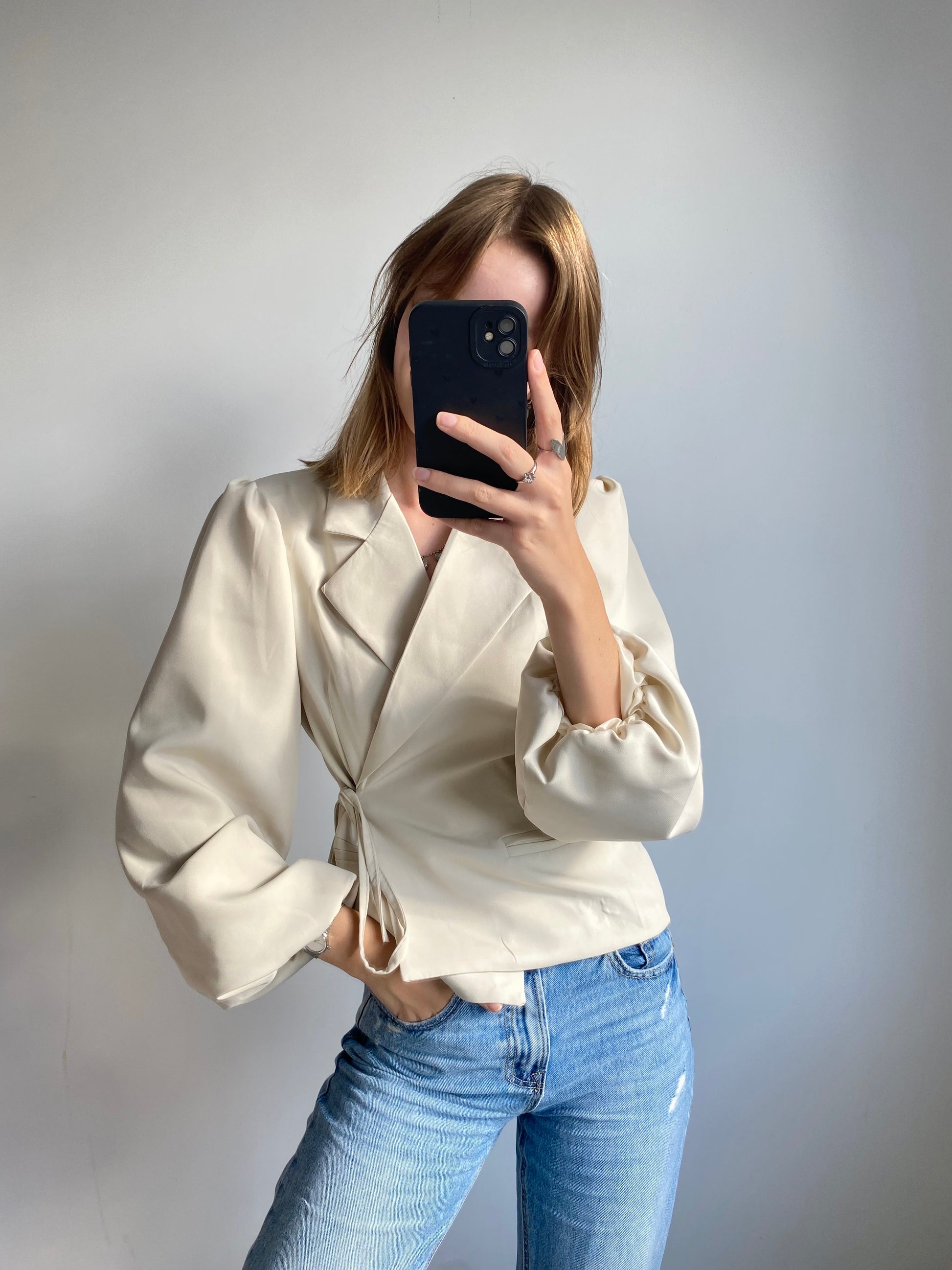Liv Wrapped Blazer Longsleeve - Crème