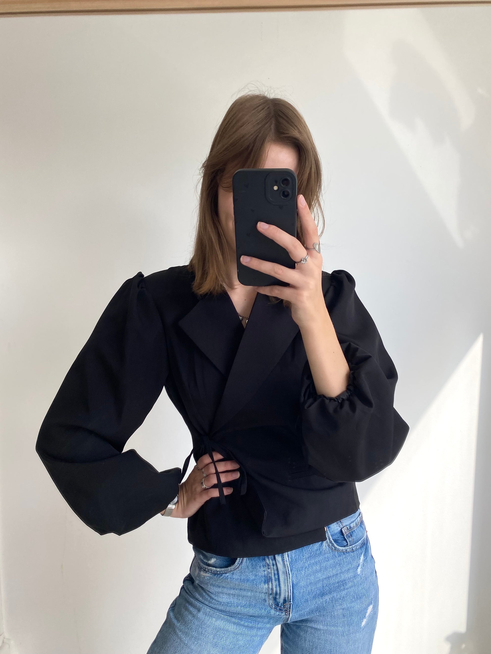 Liv Wrapped Blazer Longsleeve - Black