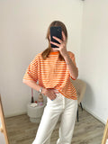 Lexi Striped Tee - Orange/White