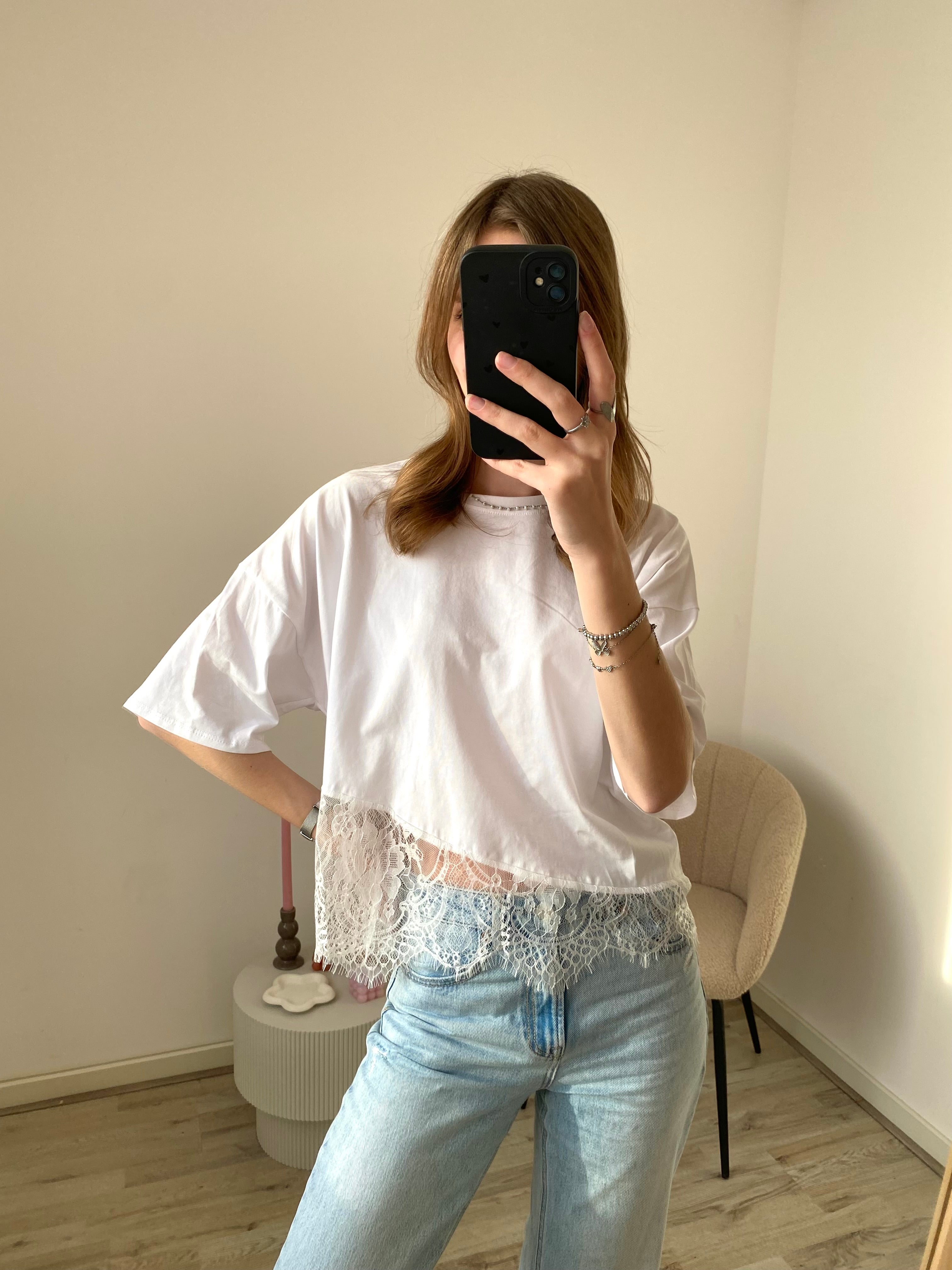 Demi Lace Tee - White