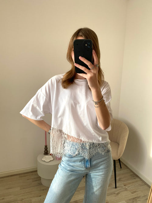 Demi Lace Tee - White