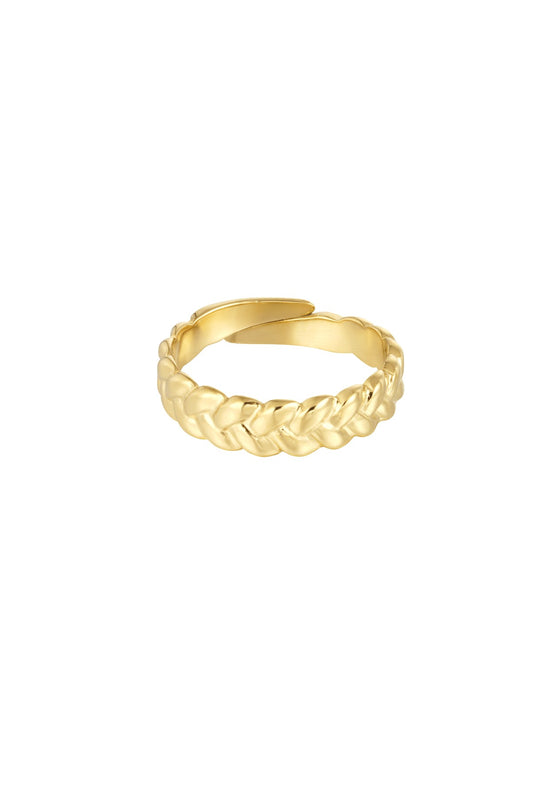 Gouden Alix ring met gevlochten ontwerp van stainless steel