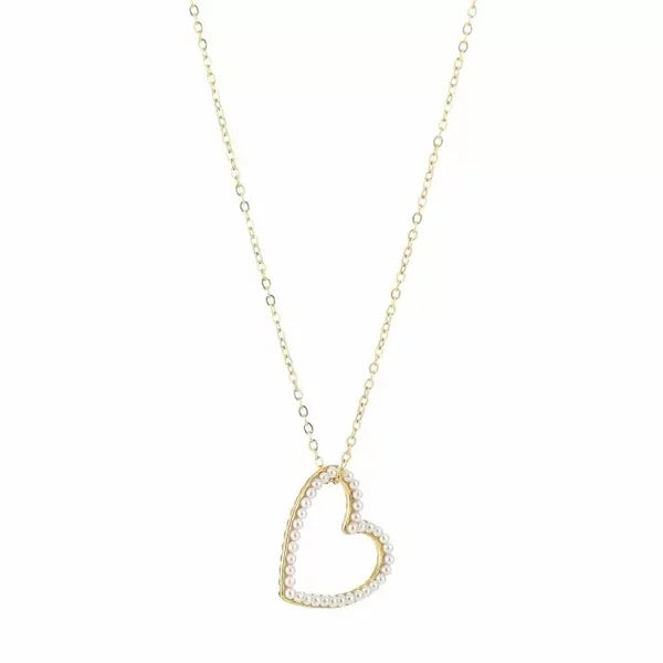 Ketting Angel Heart met hart hanger in het goud gemaakt van stainless steel